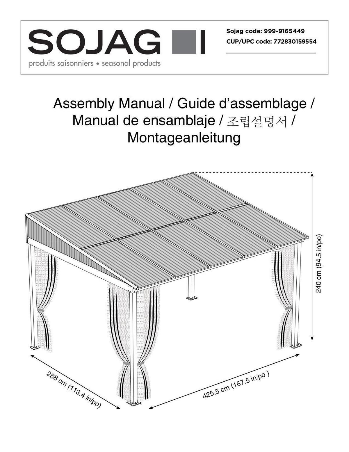 Terrassenüberdachung St. Barth 10x14 - Anthrazit, Basics, Metall (424/240/296cm)
