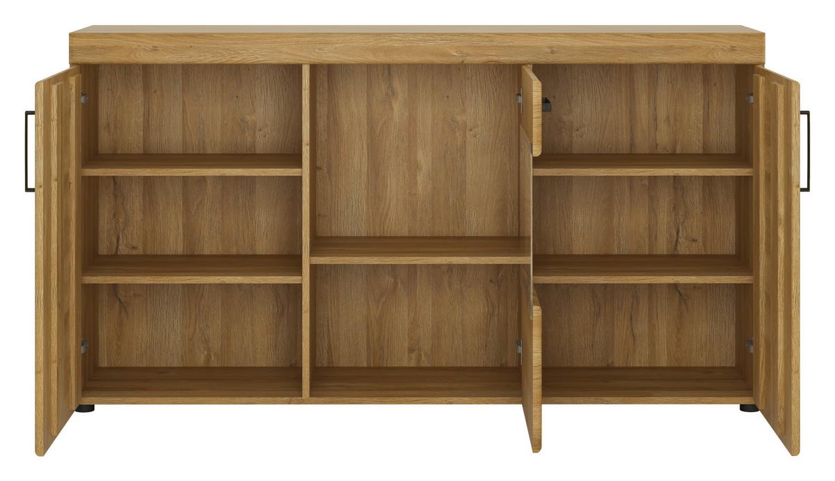 Kommode Cortina Eichefarben Dekor B: 156,8 cm - Eichefarben/Schwarz, MODERN, Glas/Holzwerkstoff (156,8/86/40,9cm)