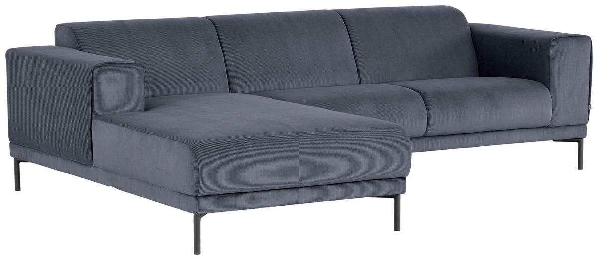 Ecksofa Erno Graublau S: 262 cm - Graublau/Schwarz, Design, Textil (262/183cm) - MID.YOU