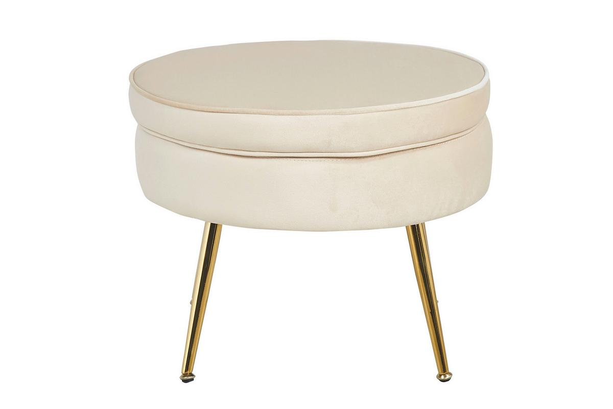 Hocker Beige B: 52 Cm - Beige/Goldfarben, MODERN, Textil (52/41/52cm) - Livetastic