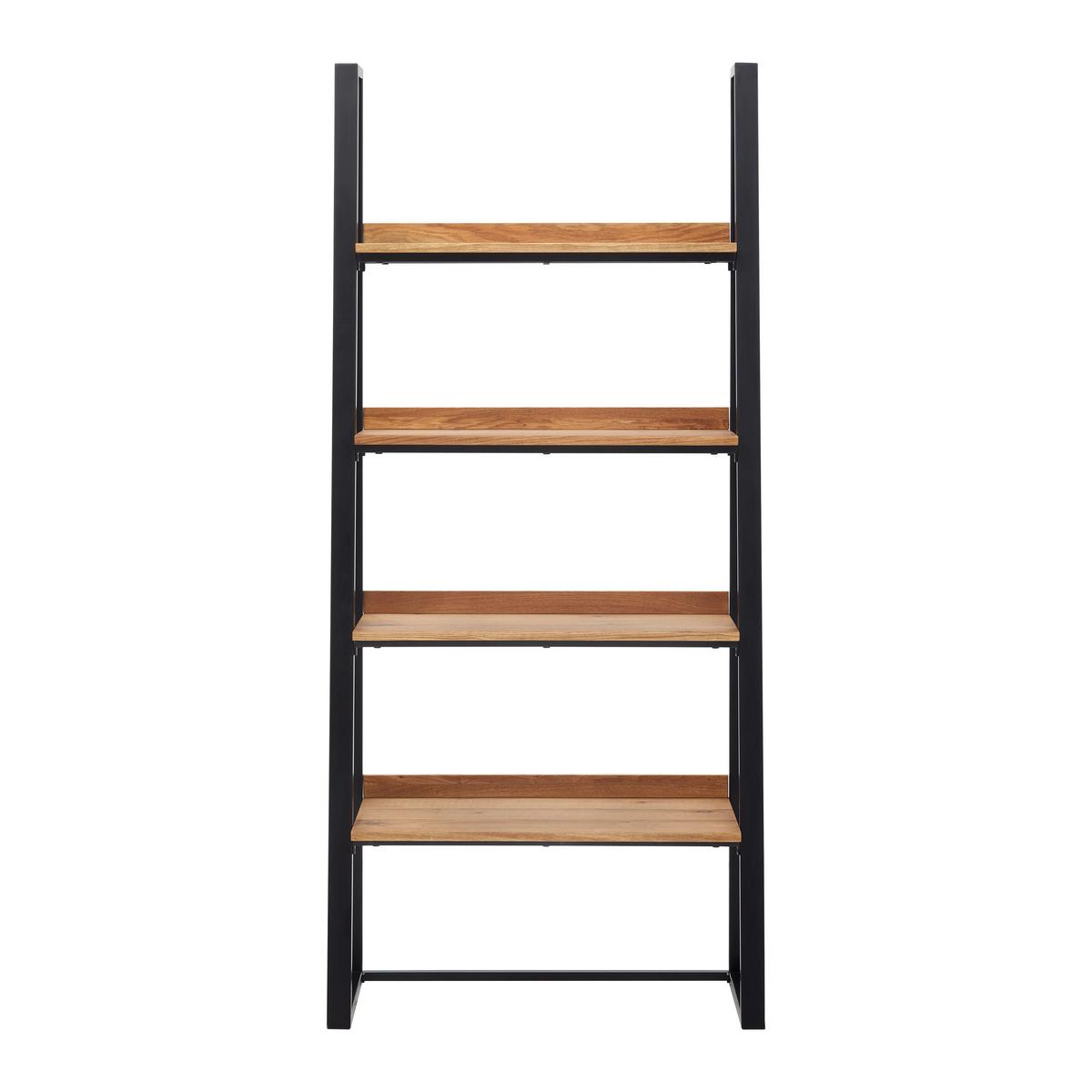 Industriálny regál Juno 90cm - černá/barvy dubu, Moderní, kov/dřevo (90/200/40cm) - Bessagi Home