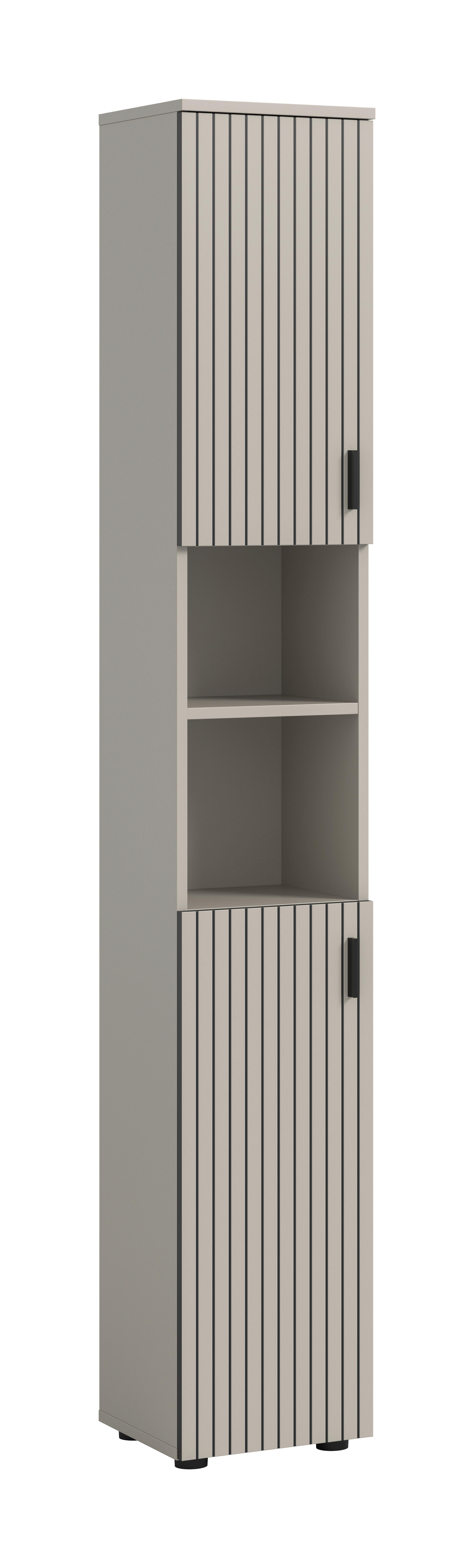 HOCHSCHRANK Mone Kaschmir B: 30cm - Kaschmir/Schwarz, Trend, Holzwerkstoff (30/192/30cm) - MID.YOU