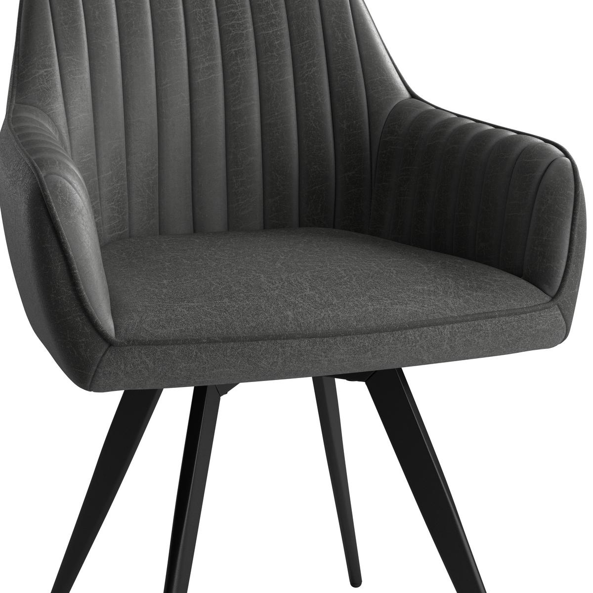 Stuhl Bella Webstoff Grau, 360° drehbar - Schwarz/Grau, KONVENTIONELL, Textil/Metall (63/90/61cm)