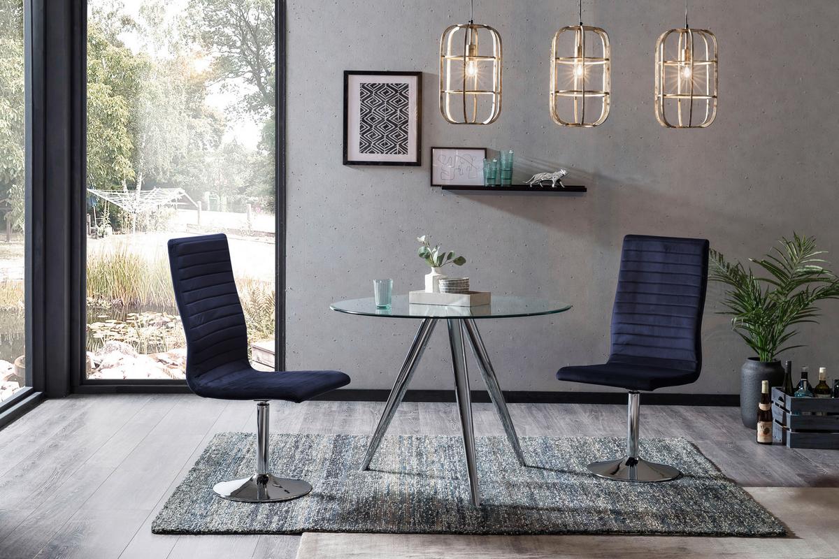 Esstisch Klar/chromfarben B: 100 Cm - Chromfarben/Klar, MODERN, Glas/Metall (100/100/75cm) - Livetastic