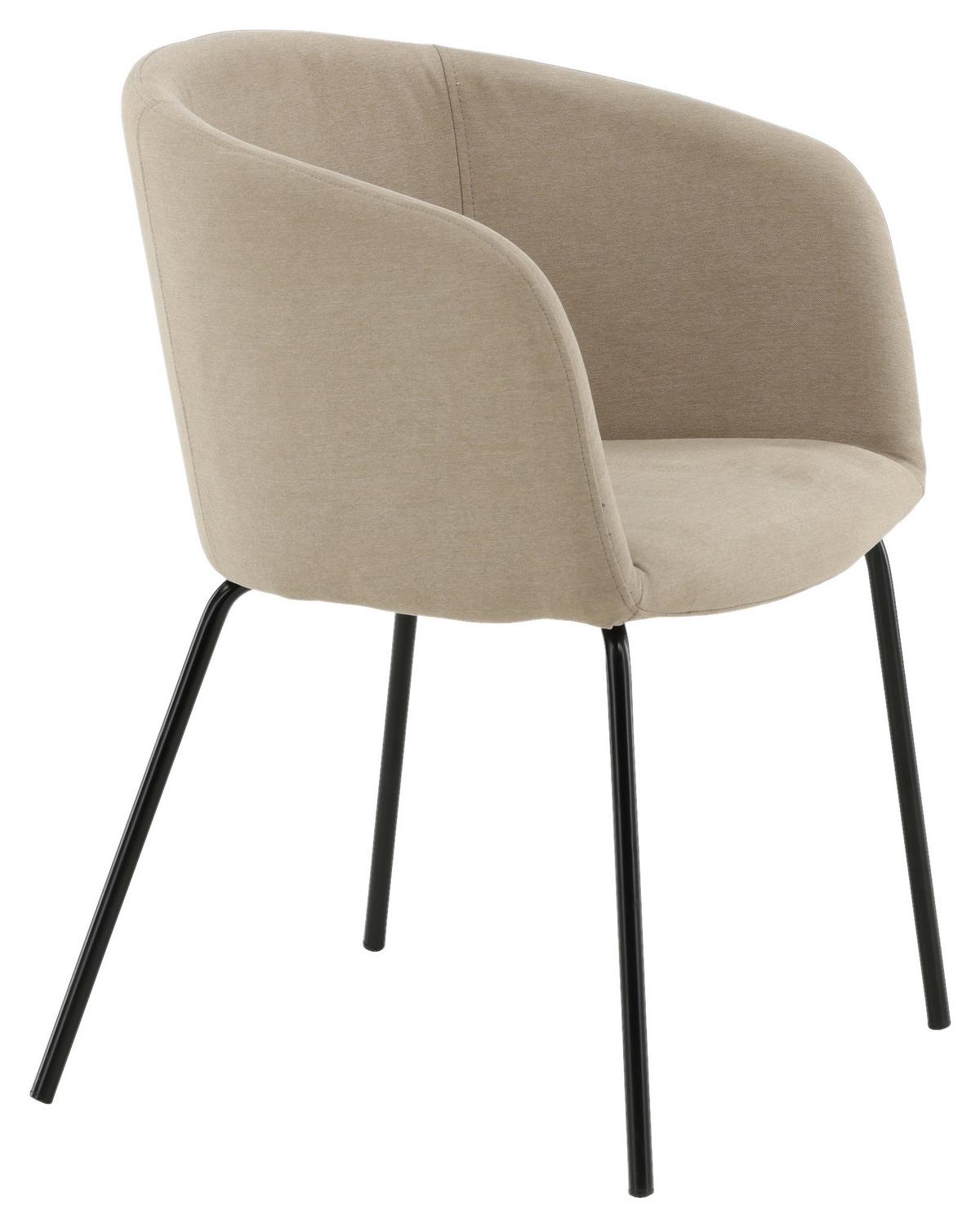 Stuhl Berit - Beige/Schwarz, Design, Holz/Kunststoff (55/78/55cm) - Livetastic