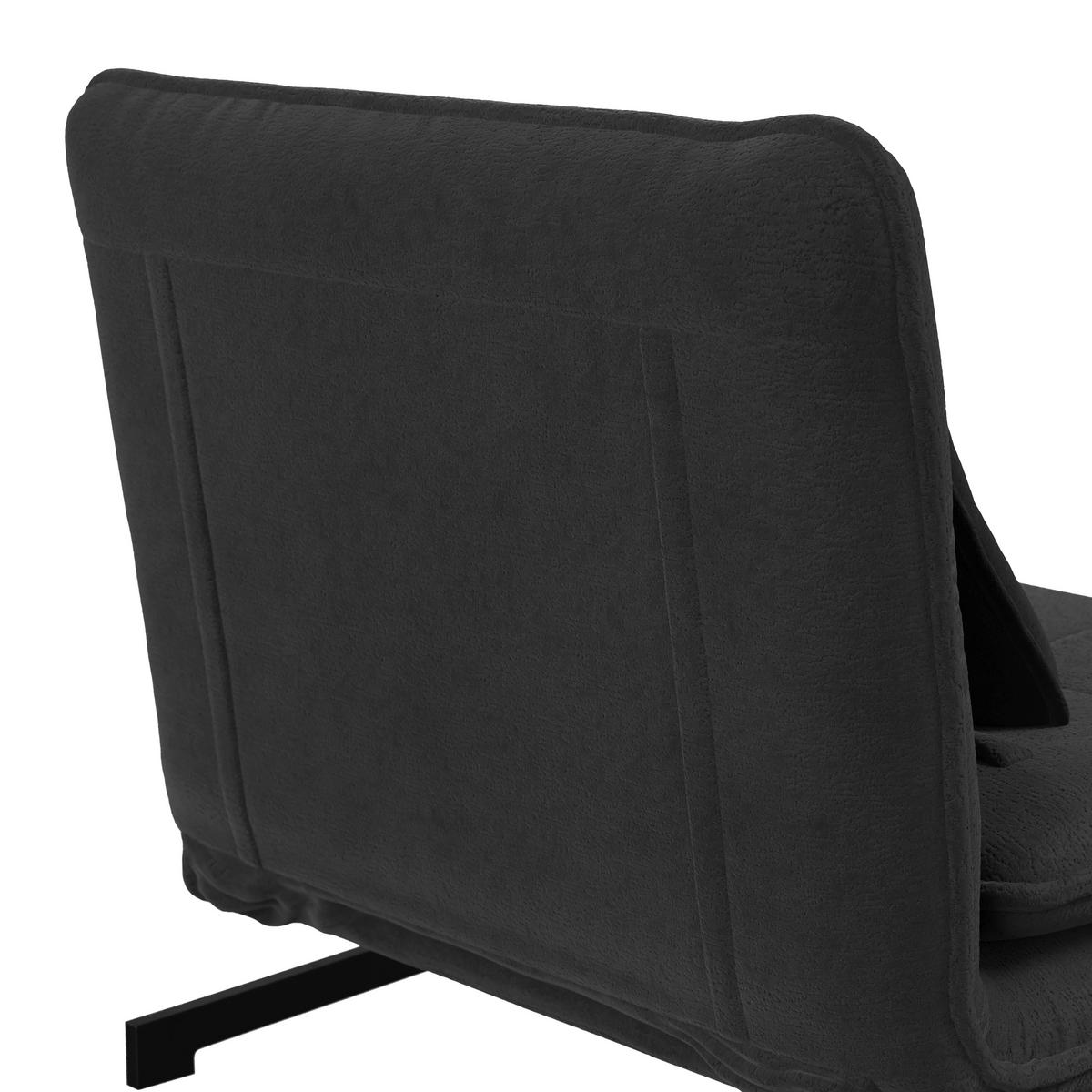 Rozkladacie kreslo LUNA, tmavosivé buklé, max.120 kg - čierna/tmavosivá, Modern, kov/textil (92/40/66cm) - Bessagi Home