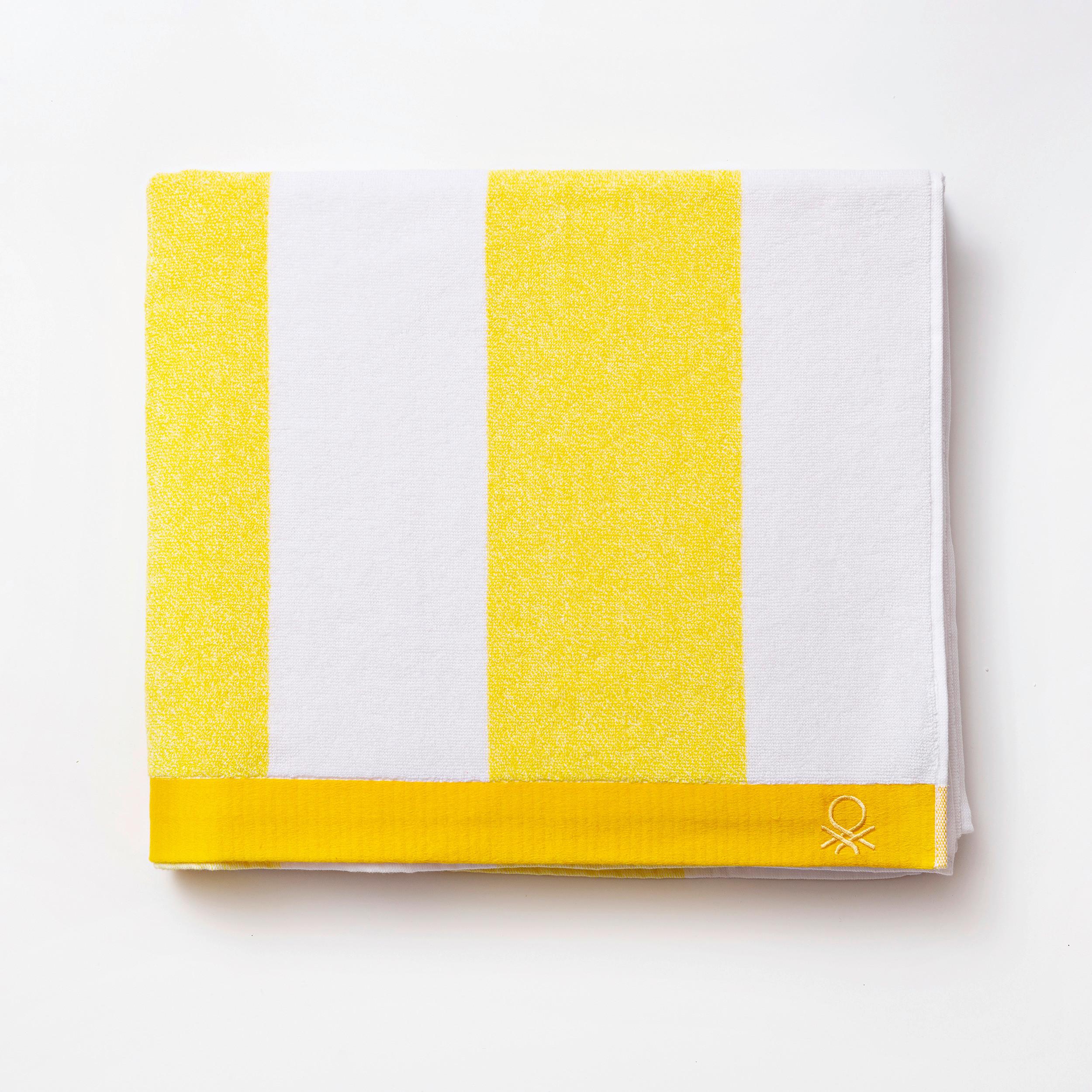 Strandtuch Baumwolle Gelb/Weiß 90x160 cm - Gelb/Weiß, Basics, Textil (90/160cm) - Benetton