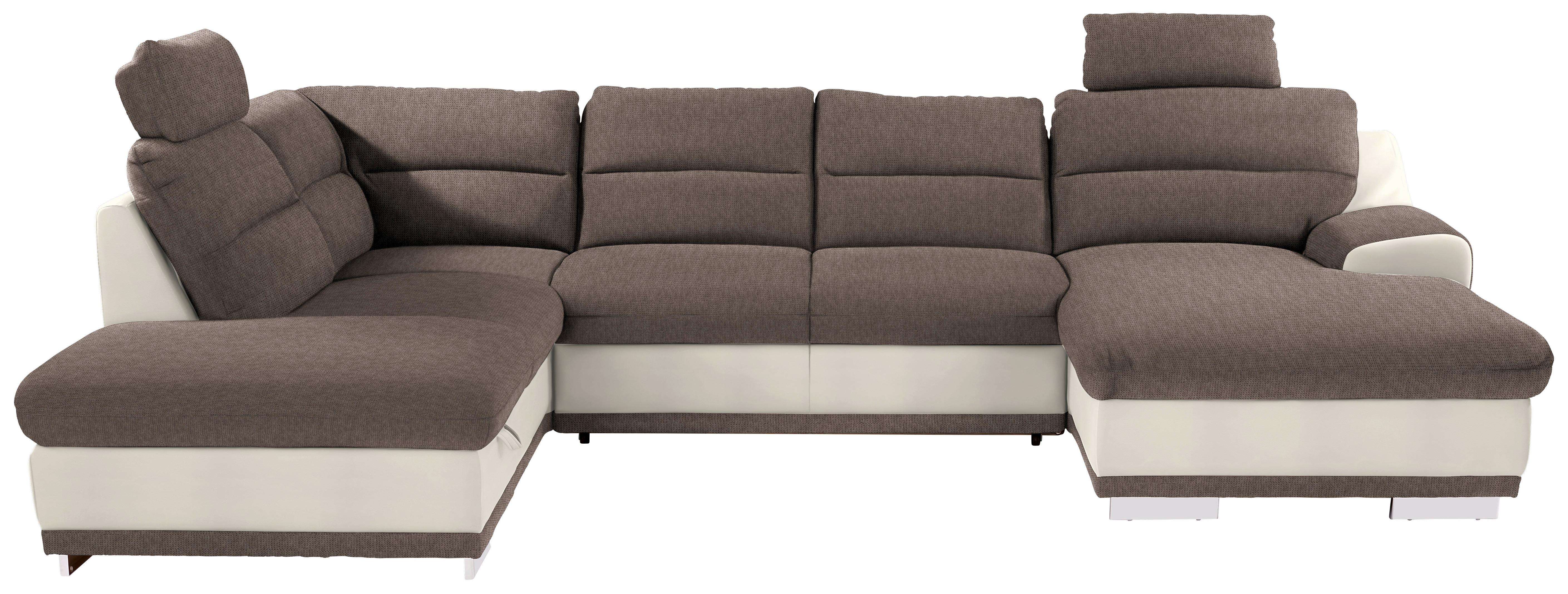 Sedacia súprava do U Seaside sivohnedá / biela - biela/chrómová, Konventionell, kov/textil (218/334/165cm) - Luca Bessoni