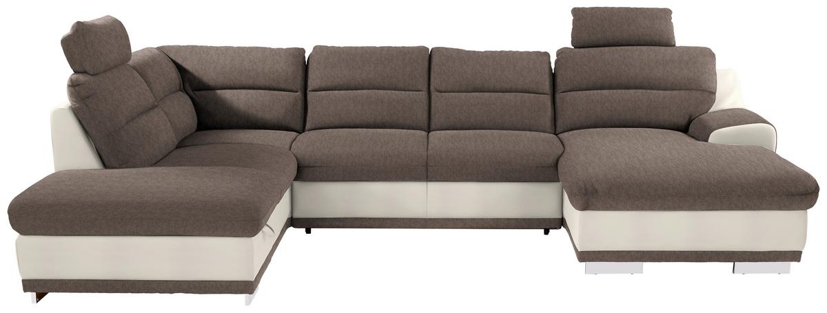 Sedacia súprava do U Seaside sivohnedá / biela - biela/chrómová, Konventionell, kov/textil (218/334/165cm) - Luca Bessoni