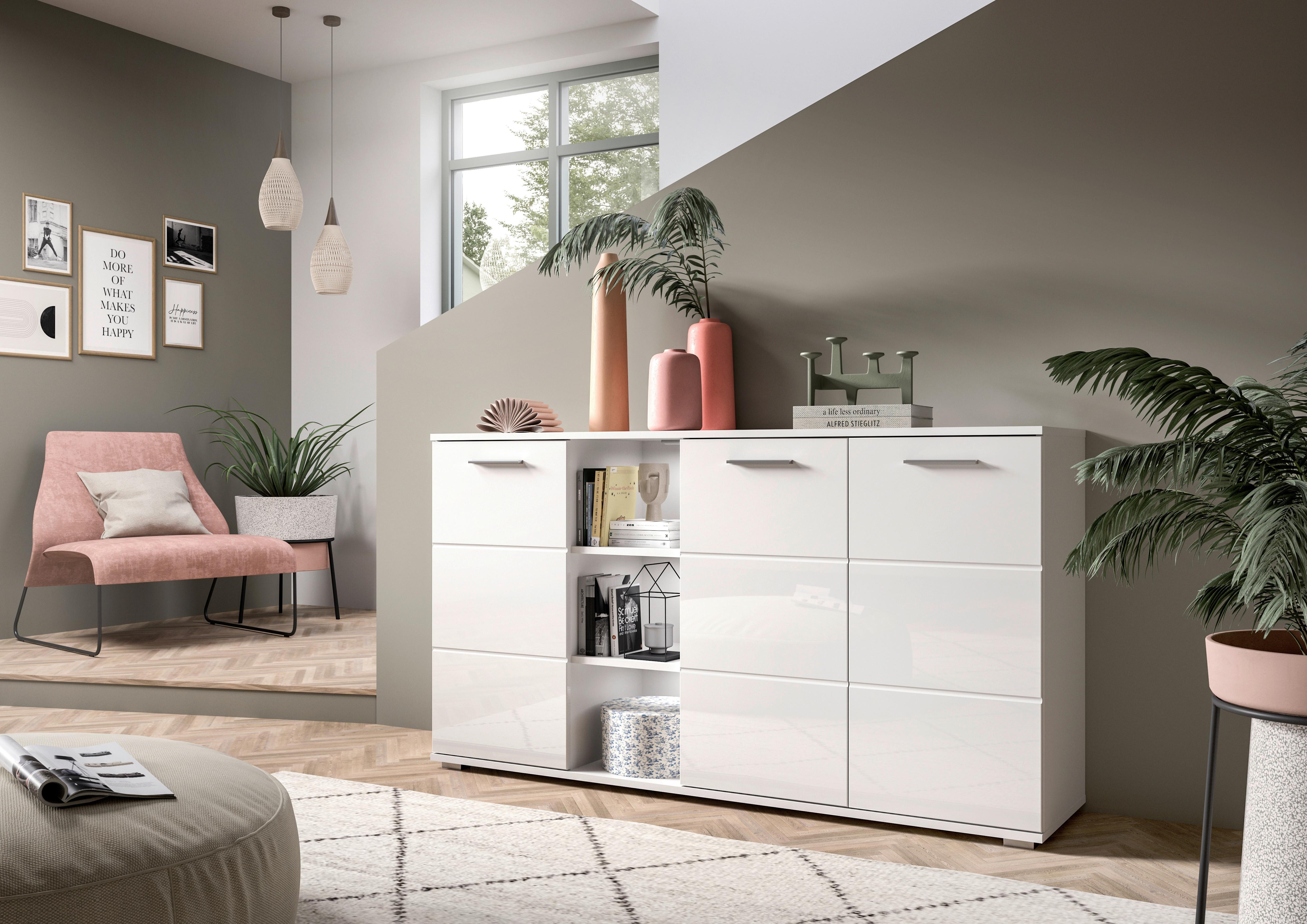 Kommode Prego - Weiß Hochglanz, Design, Holzwerkstoff (150/83/37cm) - MID.YOU