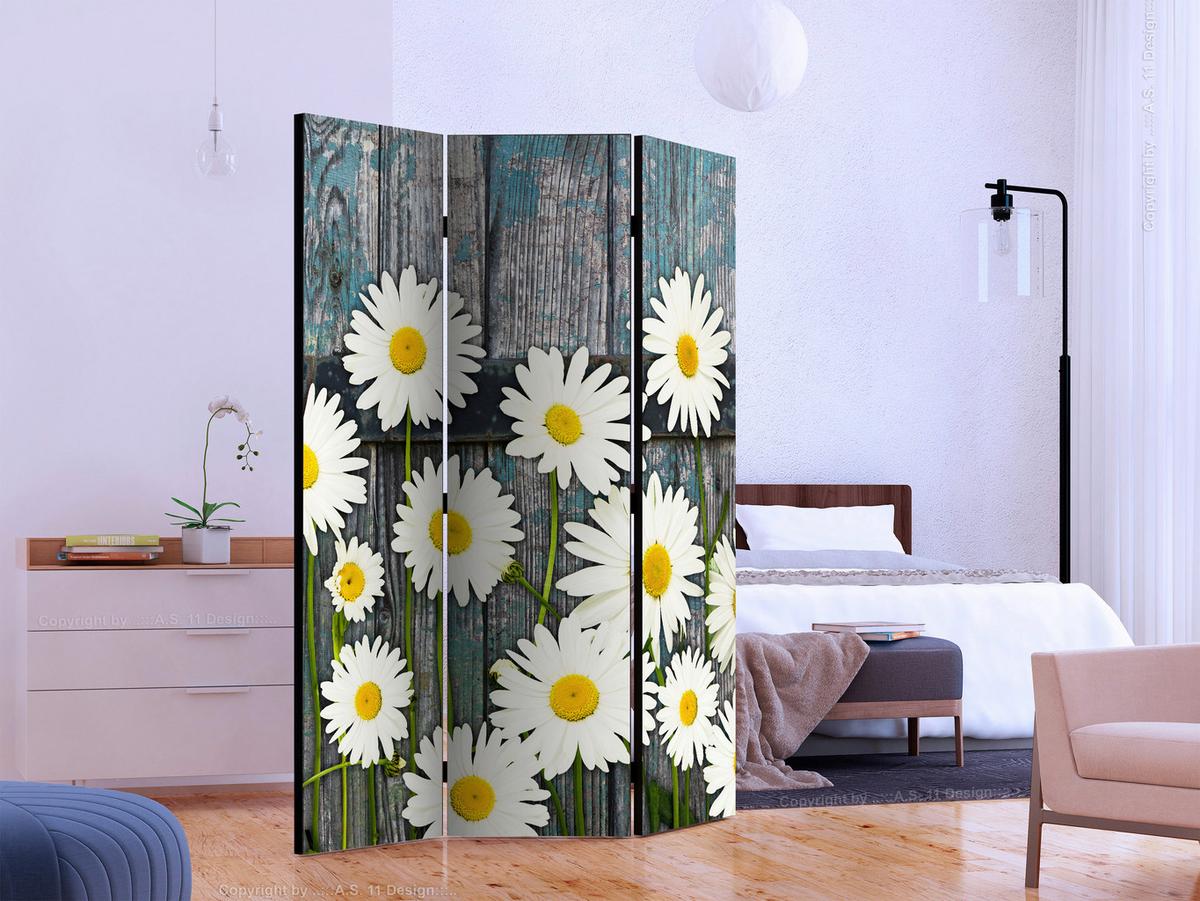 Paravent Grau Weiß B: 135 cm - Weiß/Grau, Basics, Holz/Textil (135/172/3cm) - artgeist