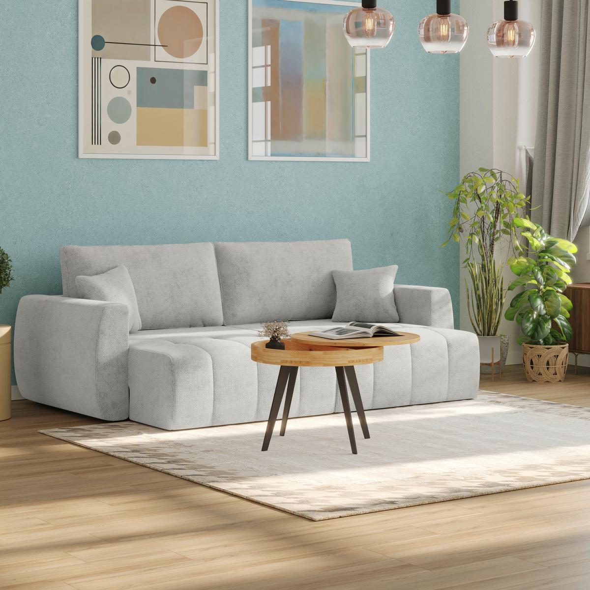 Schlafsofa Bali - Silberfarben/Schwarz, MODERN, Holz/Textil (245/74-90/104cm) - Luca Bessoni