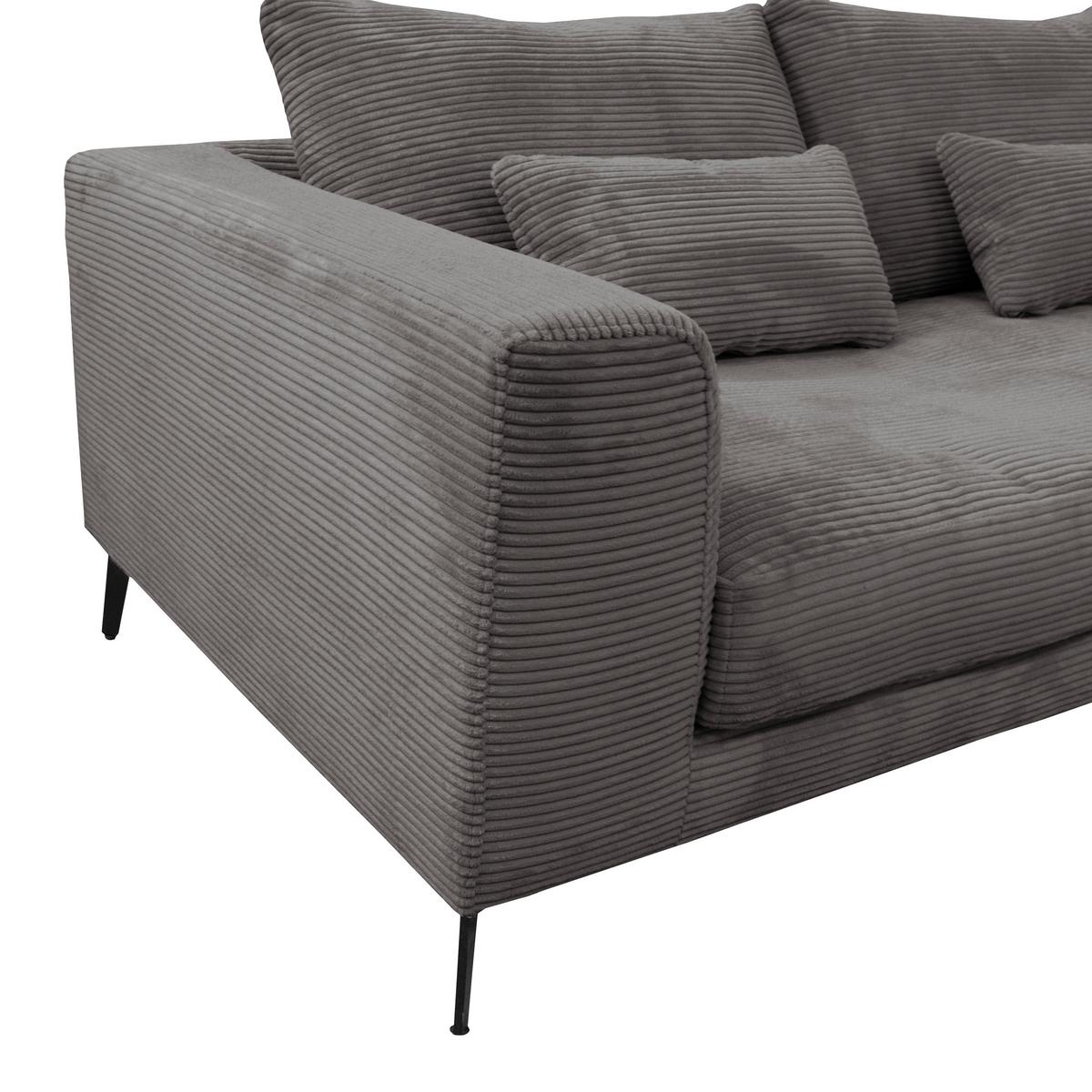Ecksofa Berlin Cord Grau 313x172 Cm - Schwarz/Grau, Design, Textil (313/172cm) - Livetastic