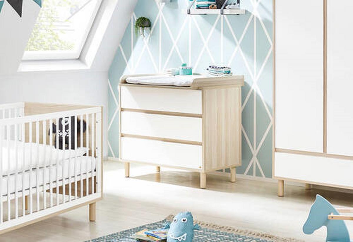Babyzimmer 100065bg Flow - Eschefarben/Weiß, Design, Holzwerkstoff - Pinolino