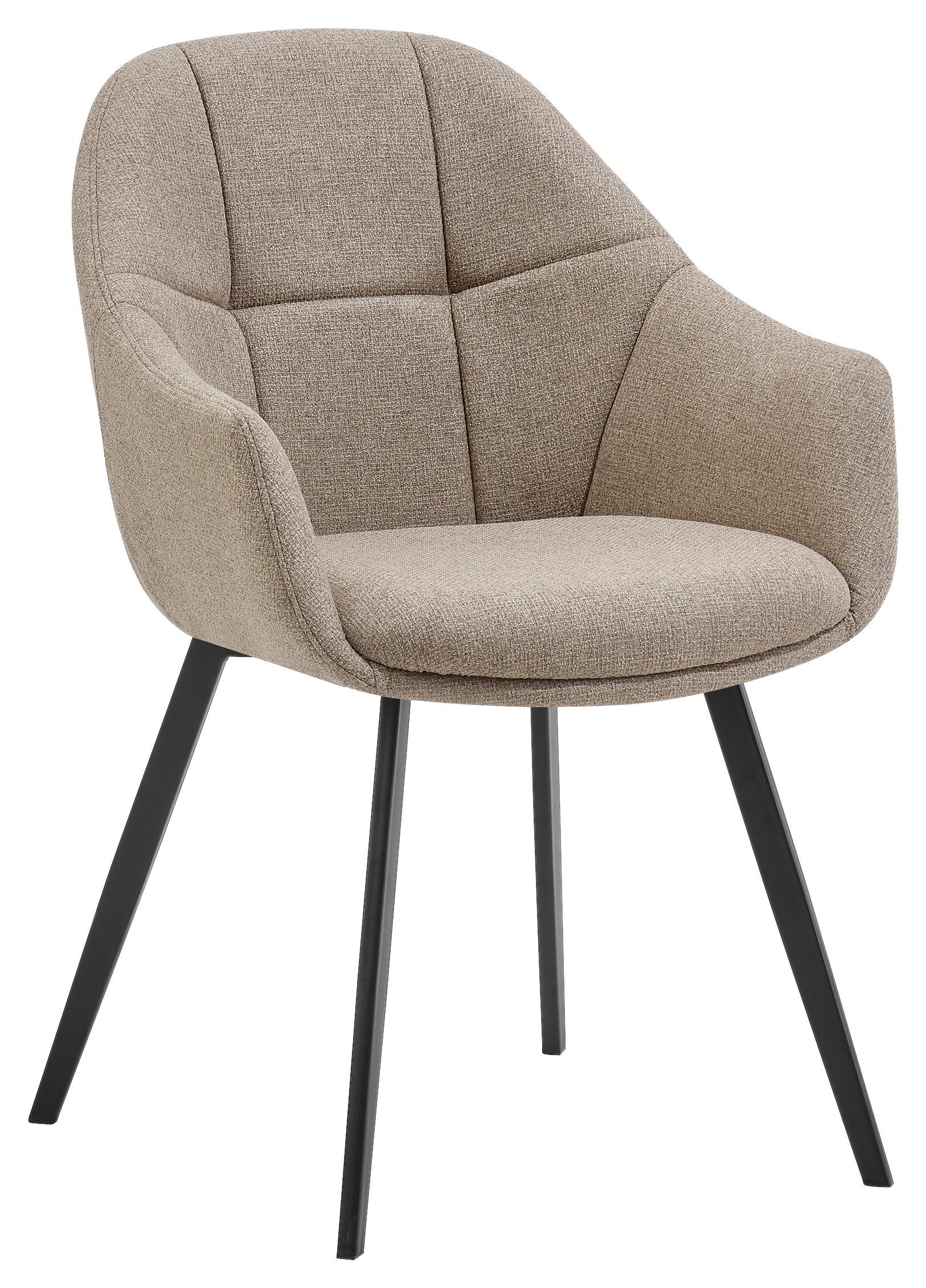 Vierfußstuhl Modo Schwarz/Beige B: 57 cm - Beige/Schwarz, MODERN, Holz/Textil (57/84,5/61cm) - Livetastic