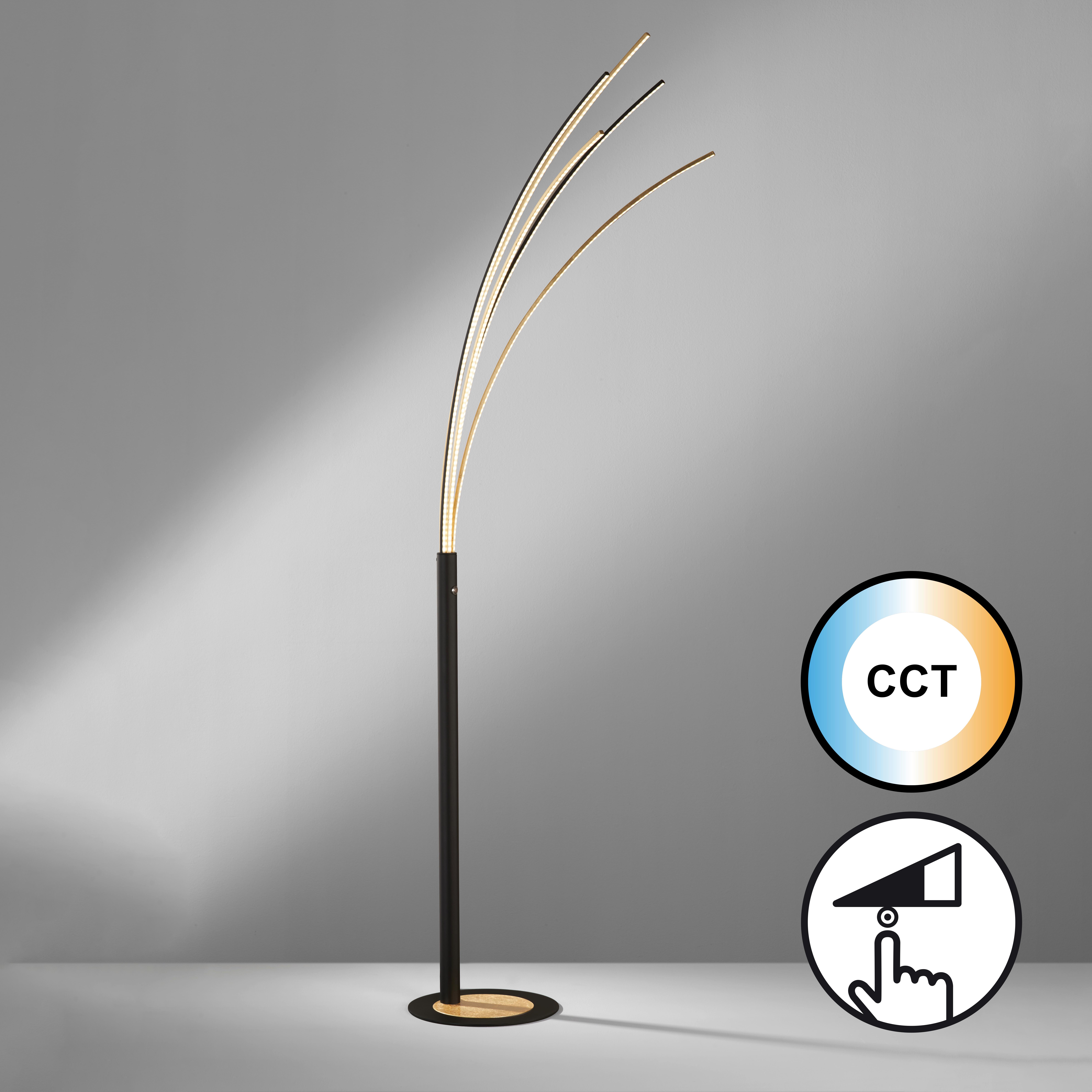 LED-Stehleuchte 40468 Ellmau - Goldfarben/Schwarz, KONVENTIONELL, Metall (190/62/62cm) - Fischer & Honsel