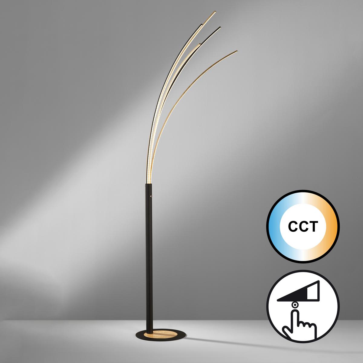 Led-stehleuchte 40468 Ellmau - Goldfarben/Schwarz, KONVENTIONELL, Metall (190/62/62cm) - Fischer & Honsel
