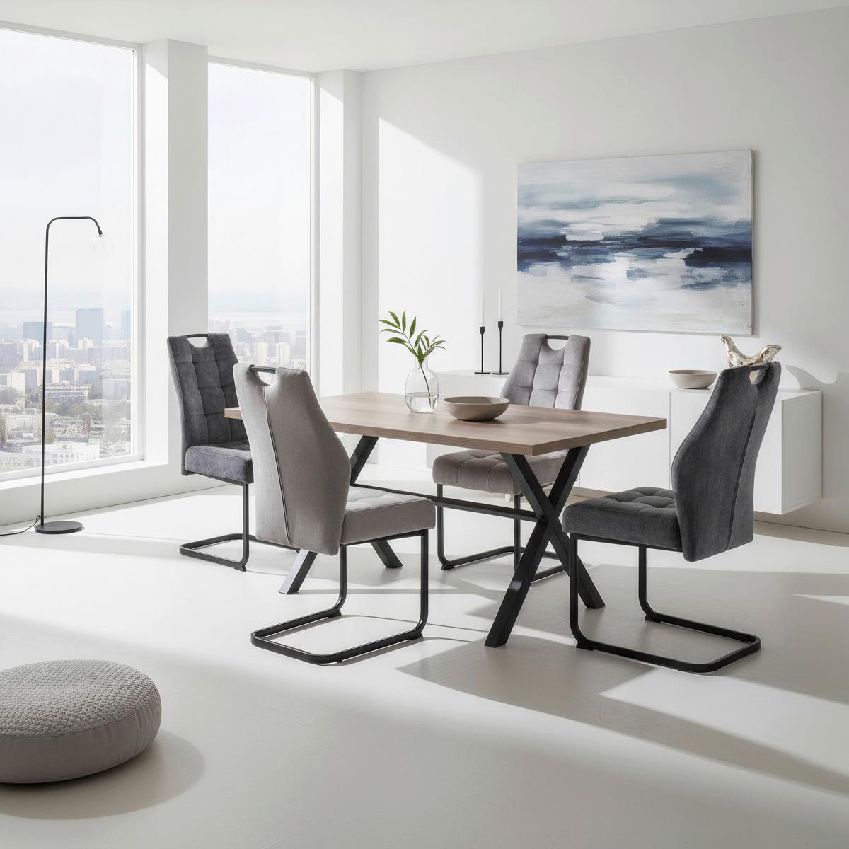 Szánkótalpas Szék Emília - fekete/antracit, Konventionell, textil/fém (43/95/61cm)