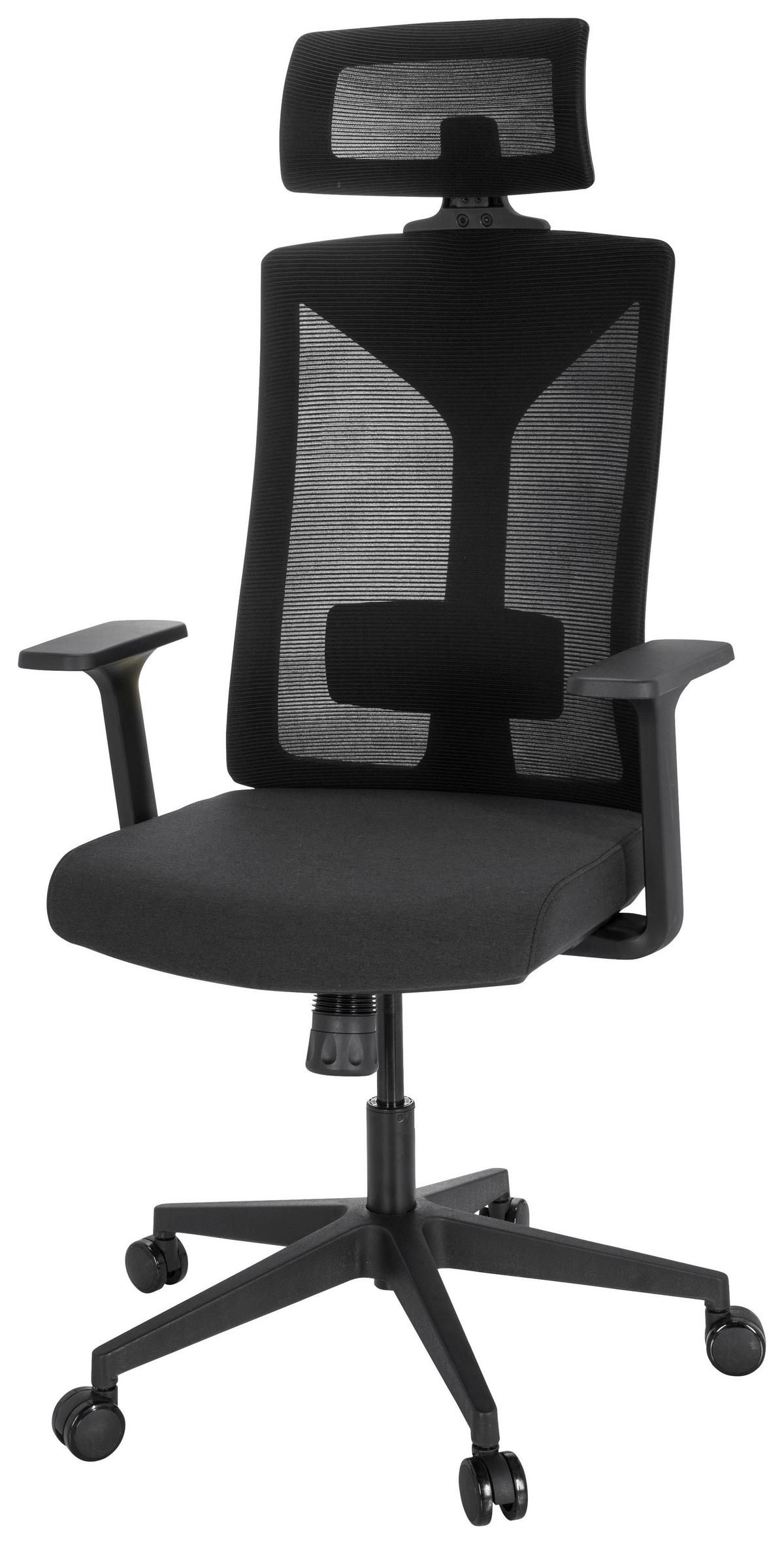 Drehstuhl Kodiak Schwarz - Schwarz, MODERN, Kunststoff/Textil (68/121/68cm) - MID.YOU