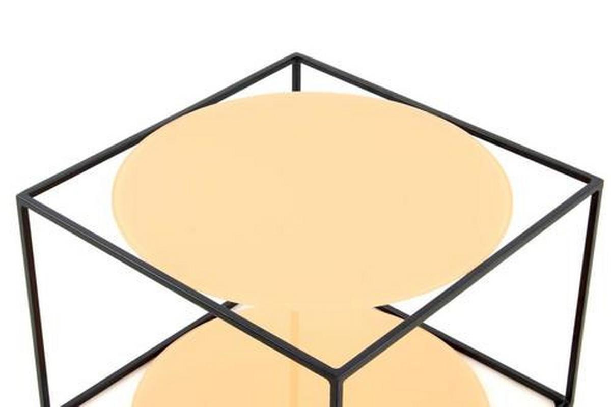 Beistelltisch In Würfelform Cody, Orange/schwarz - Schwarz/Orange, Basics, Glas/Metall (50/50/36cm) - Kayoom