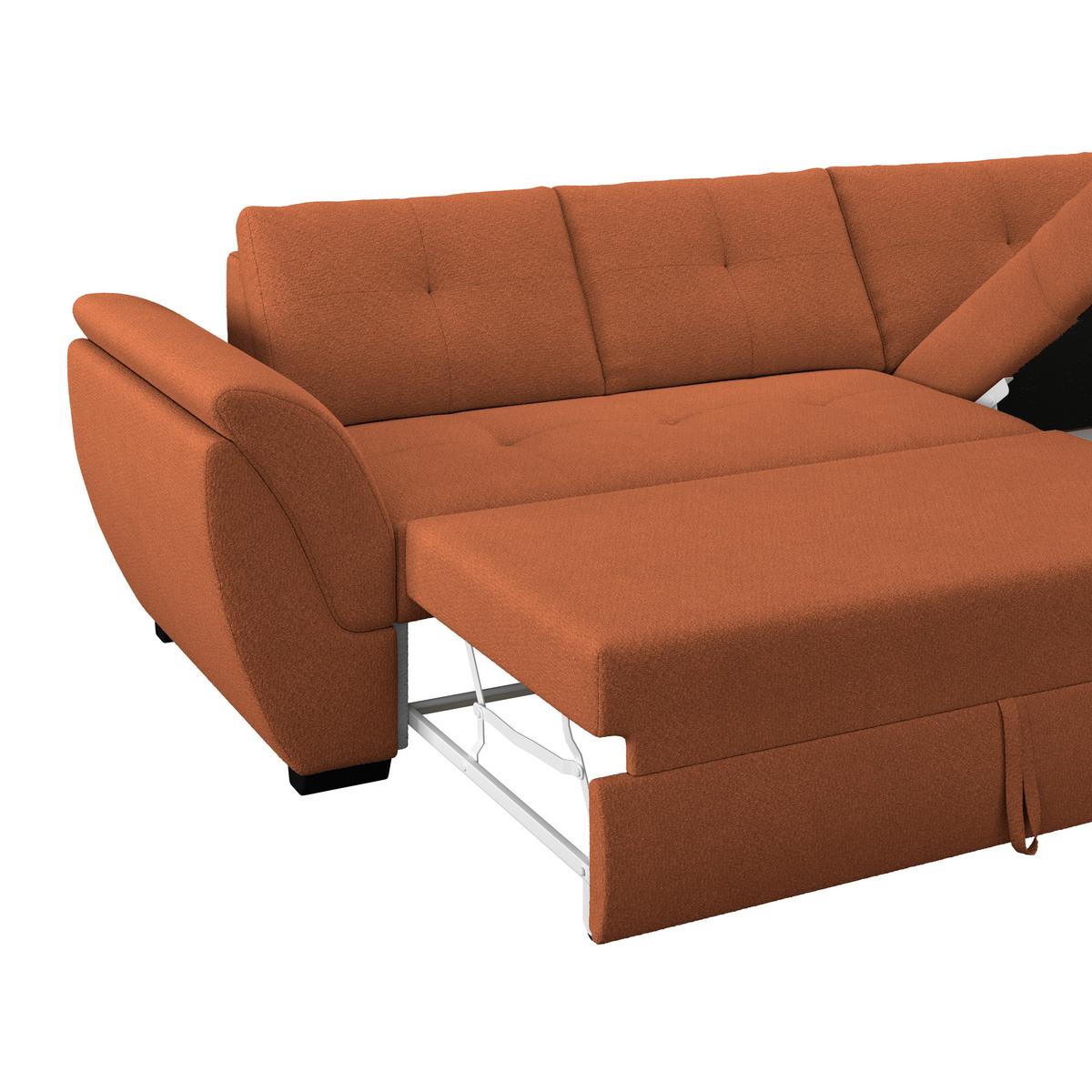 Rohová sedačka BERISSO, pravá, terakota - čierna/terakotová, Konventionell, textil (278/187cm) - Ondega