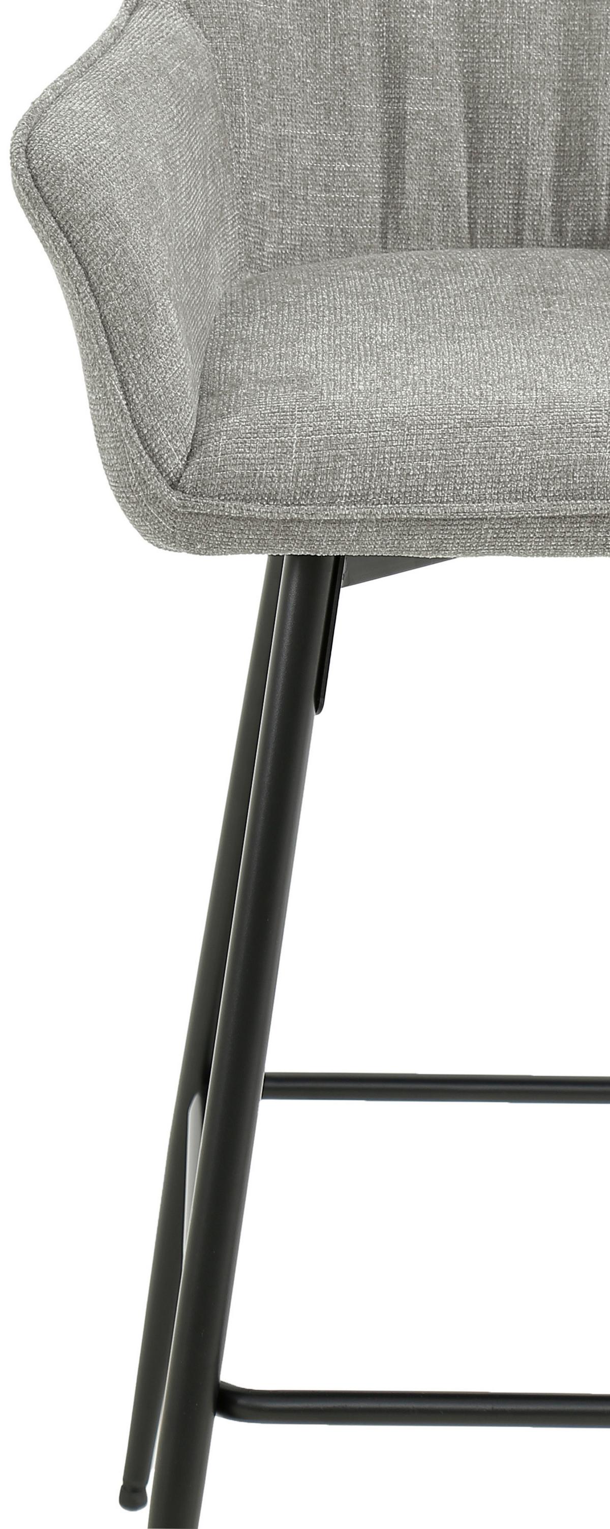 Barhocker Pim Mit Armlehne Leinenoptik Taupe, B: 57 Cm - Taupe/Schwarz, KONVENTIONELL, Holz/Textil (57/105/57cm) - MID.YOU