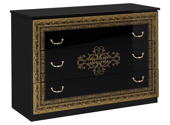 Kommode Eliza B: 118 cm Schwarz - Goldfarben/Schwarz, ROMANTIK / LANDHAUS, Holzwerkstoff (118/82/47cm) - Carryhome Kommode Eliza B: 118 cm Schwarz - Goldfarben/Schwarz, ROMANTIK / LANDHAUS, Holzwerkstoff (118/82/47cm) - Carryhome