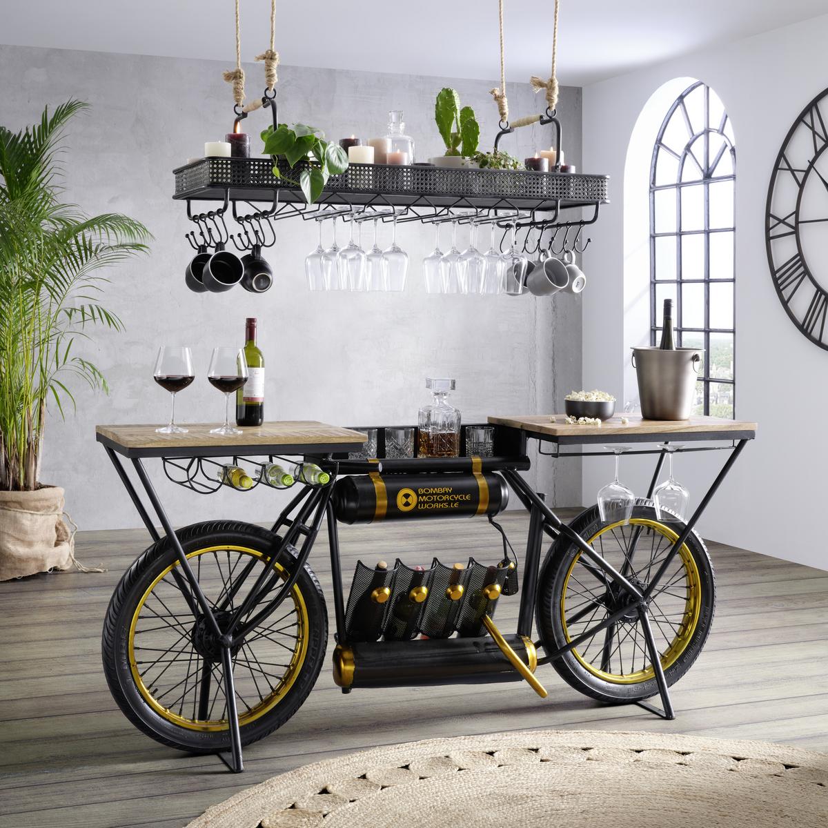 ZÁVĚSNÁ SKŘÍŇKA CONSTANTIN - černá/přírodní barvy, Lifestyle, kov/dřevo (120/35/41cm) - Premium Living