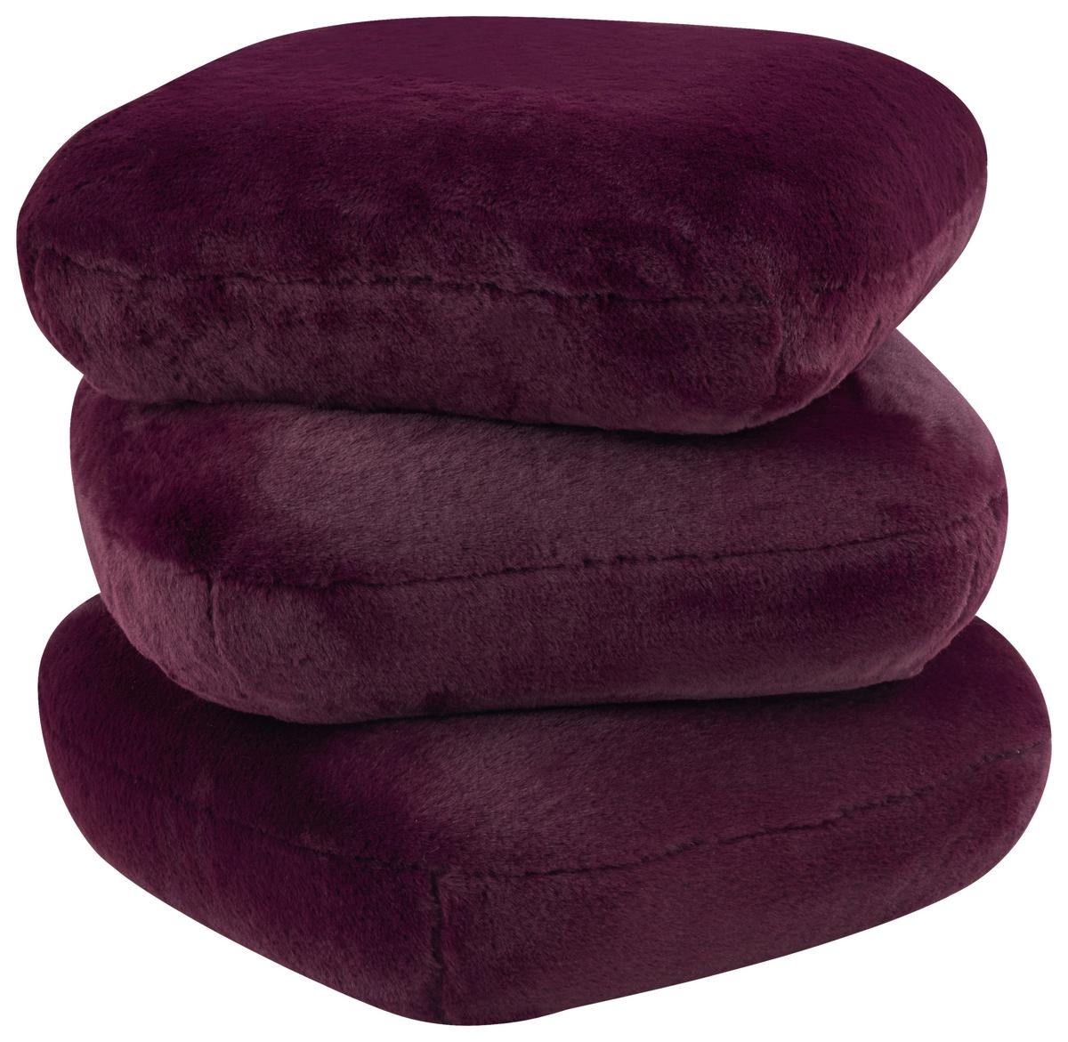 Dizajnová taburetka VICKY, bordová umelá kožušina - bordová, Modern, kov/drevo (54/54/44cm) - Premium Living