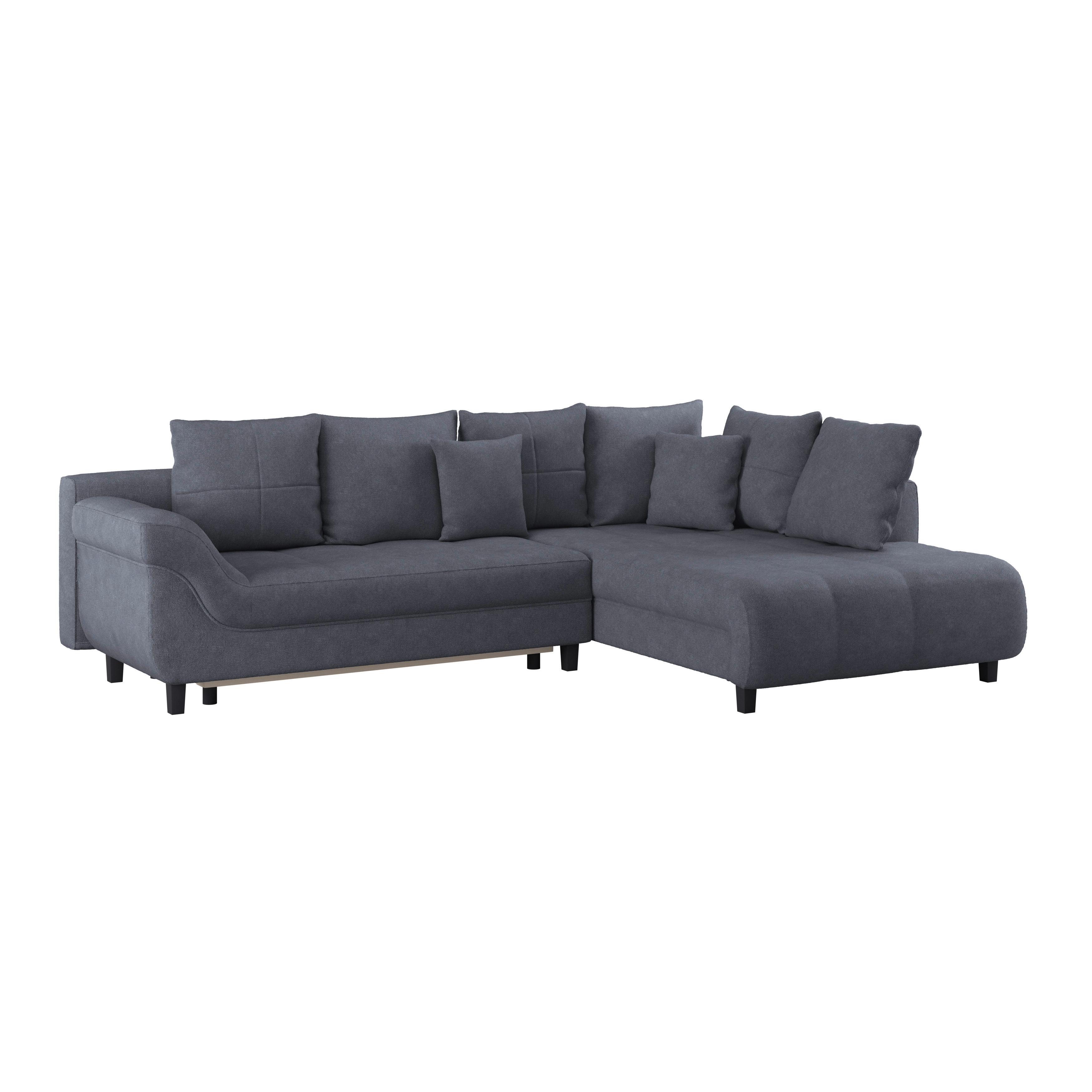Ecksofa Mendoza - Anthrazit/Schwarz, Design, Textil (309/197cm) - Ondega
