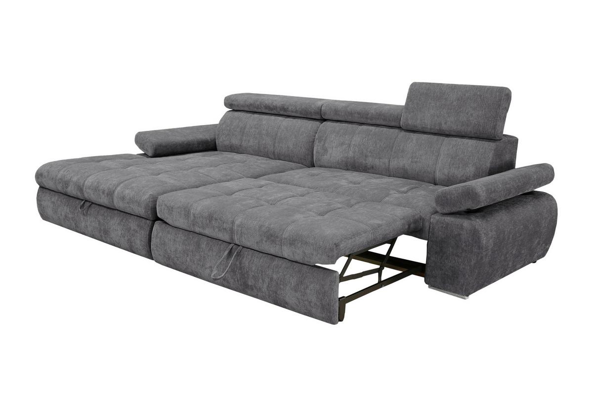 Rohová sedačka VEGAS, ľavá, tmavosivá ženilka - strieborná/tmavosivá, Design, drevo/textil (173/294cm)