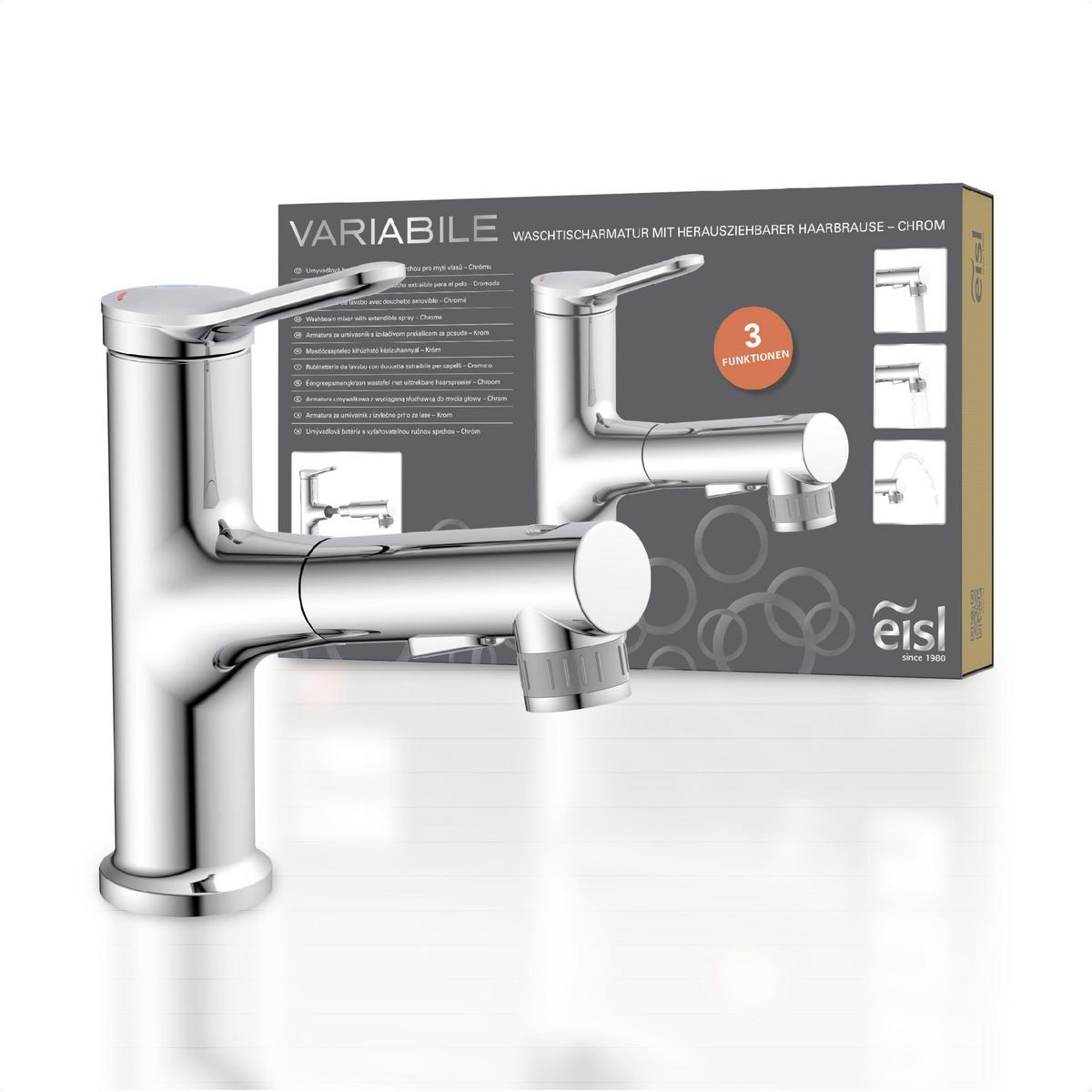 Waschtischarmaturen Variabile Chrom H: 20 Cm Ausziehbar - Silberfarben, Design, Metall (5/20/20cm) - Schütte