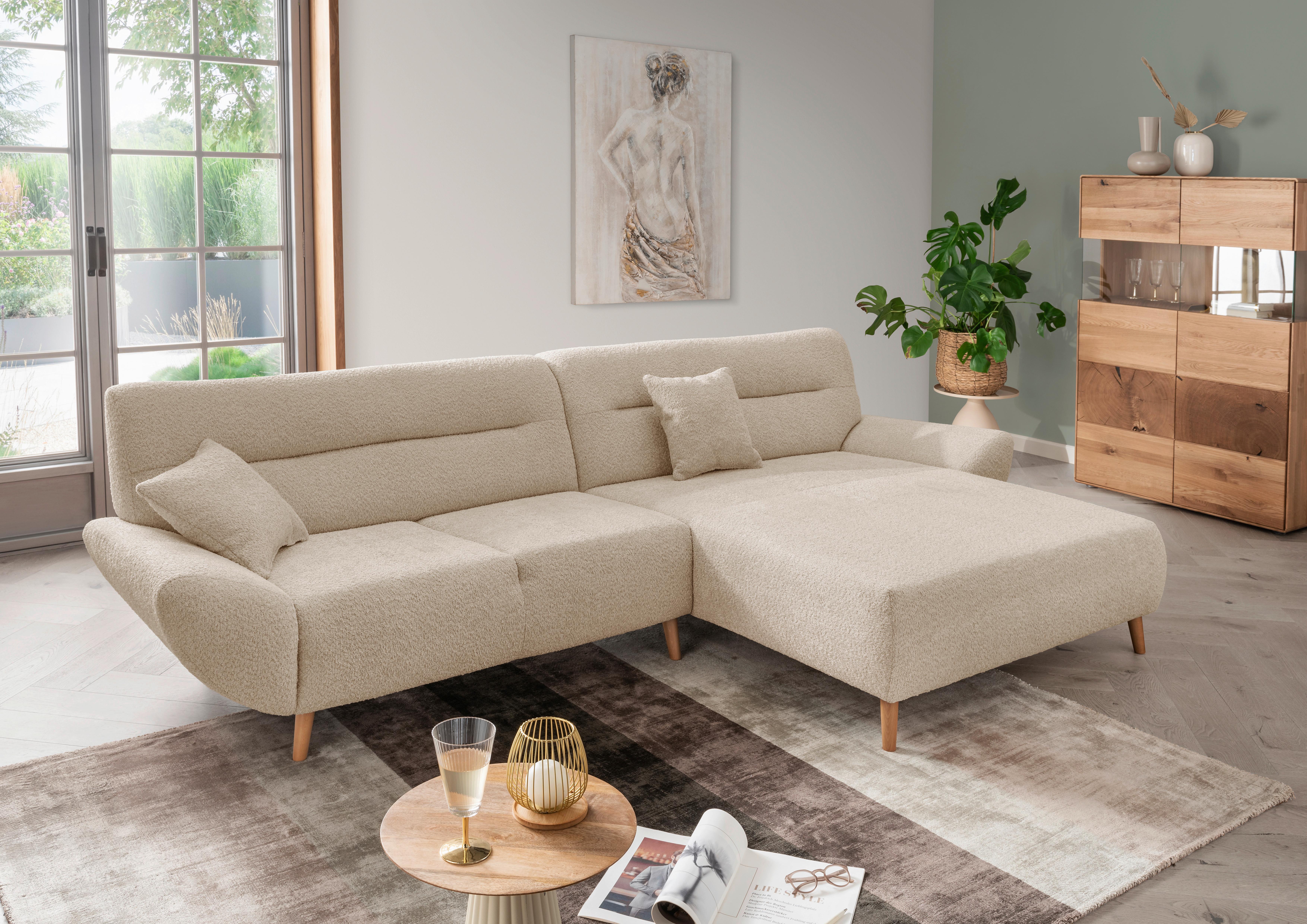 Ecksofa Drago, Beige S: 290x166 cm - Wildeiche/Beige, KONVENTIONELL, Textil (290/166cm) - MID.YOU
