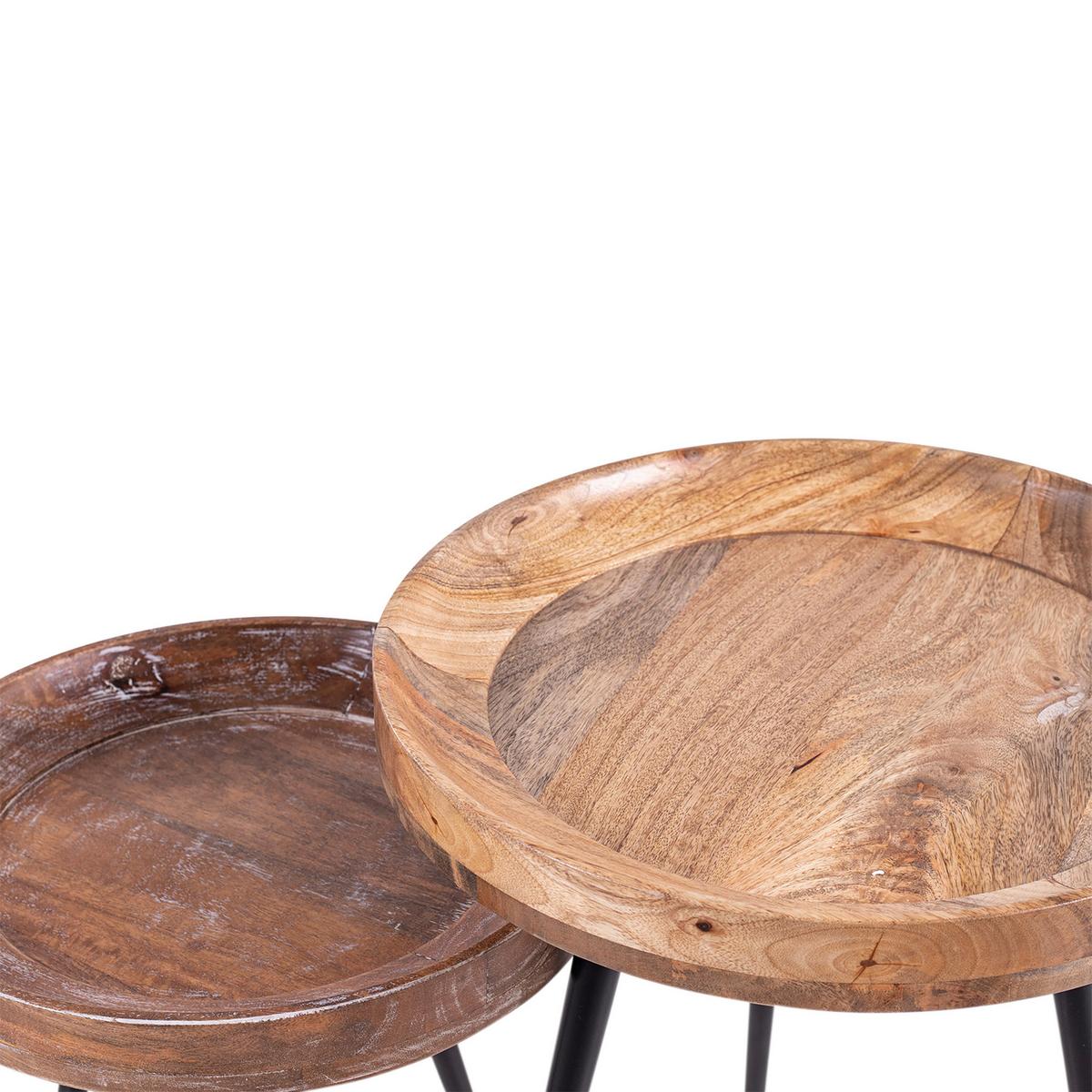 Nachttisch Braun/schwarz Massiv H: 50 Cm Ava - Schwarz/Naturfarben, MODERN, Holz/Metall (45/50/45cm) - MID.YOU