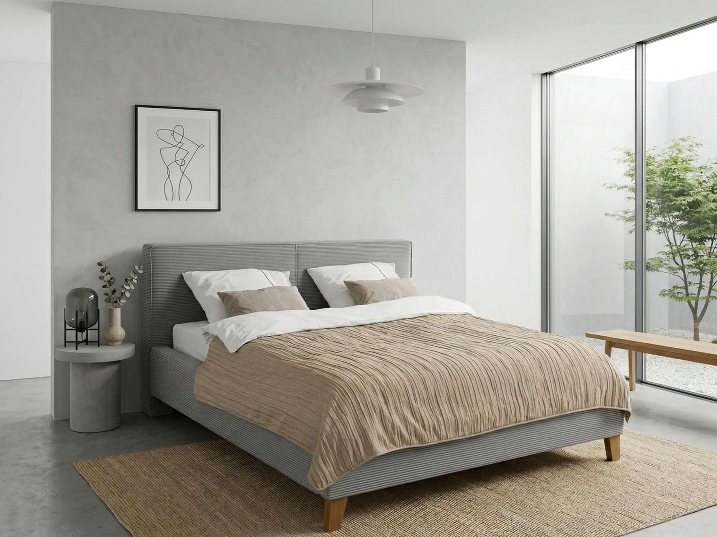 POLSTERBETT Fiora Grau 200x200 - Grau, MODERN, Holz/Textil (200/200cm) - MID.YOU