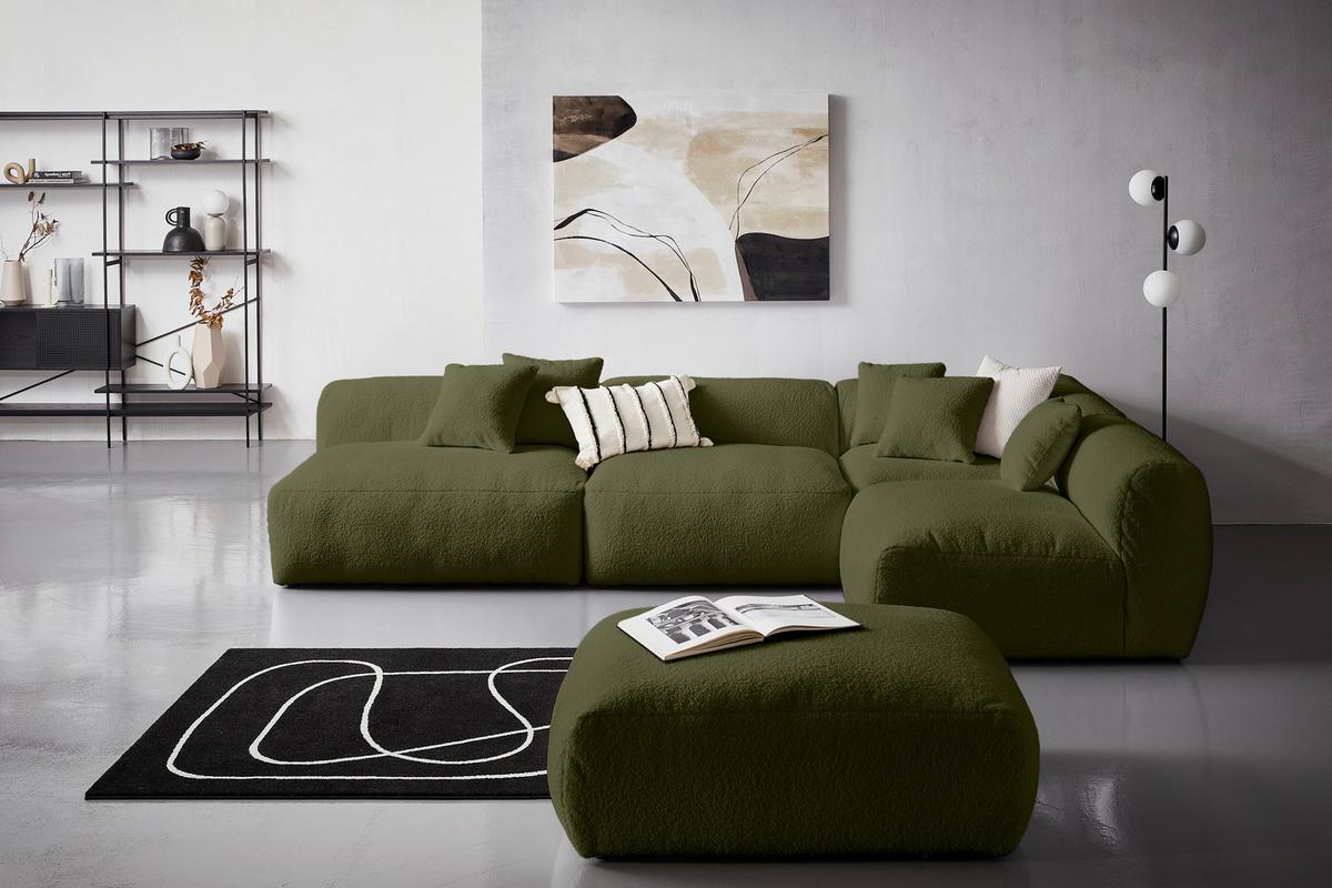 Ecksofa Bloom - Olivgrün, Trend, Textil (315/235cm) - Livetastic