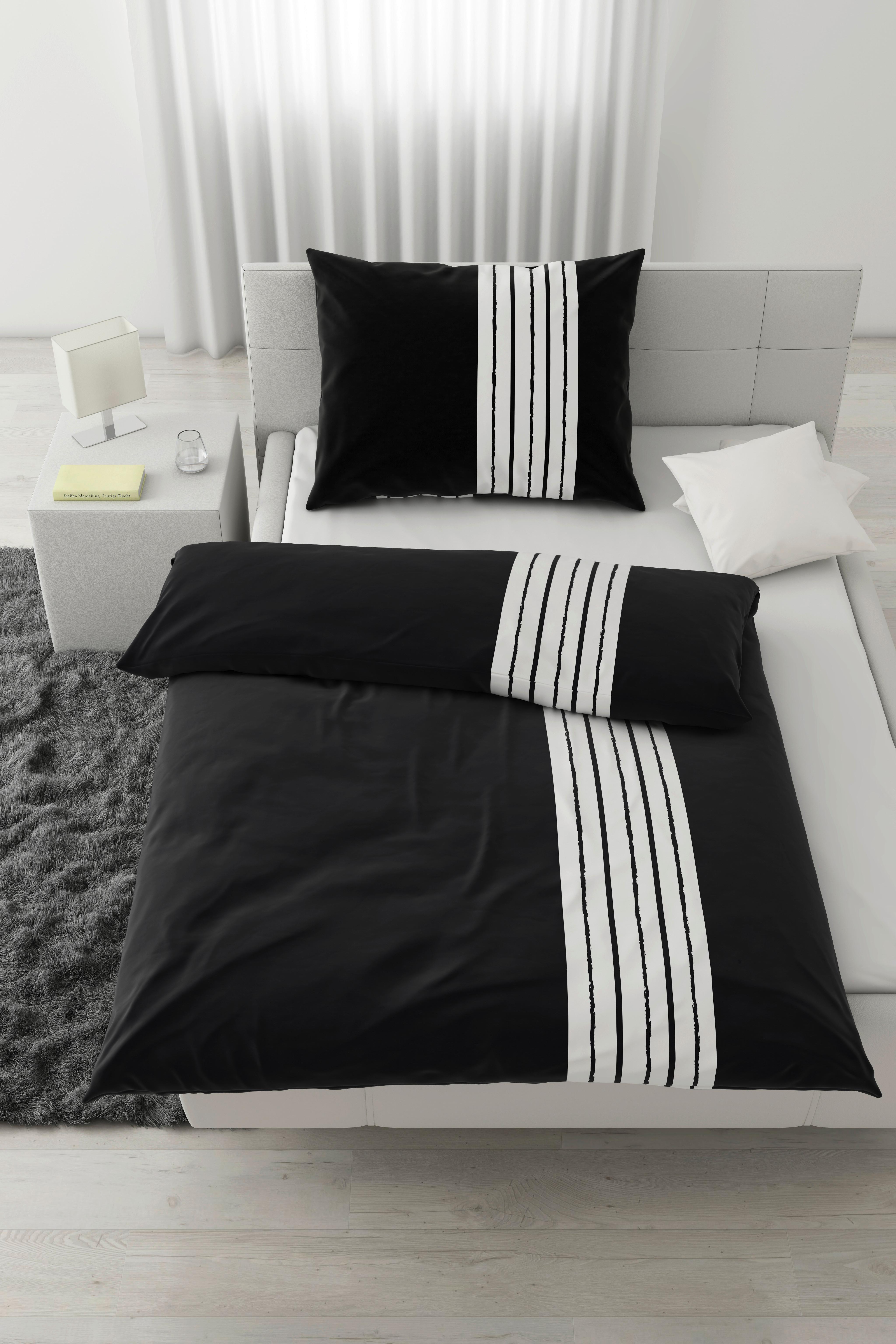 Povlečení Stripes, 140/200cm, Černá - černá, Moderní, textil (140/200cm) - Modern Living