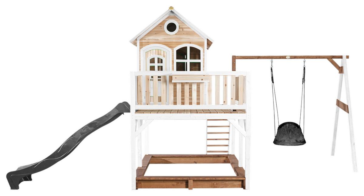 Spielturm A030.158.81 - Braun/Weiß, KONVENTIONELL, Holz (613/291/277cm) - Ambia Garden