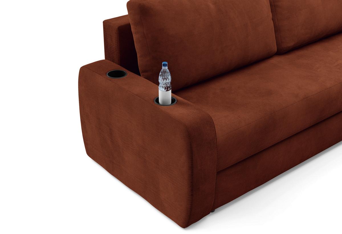 Schlafsofa Ines Rostfarben B: 258cm - Rostfarben/Schwarz, Design, Textil (258/98/95cm) - Livetastic