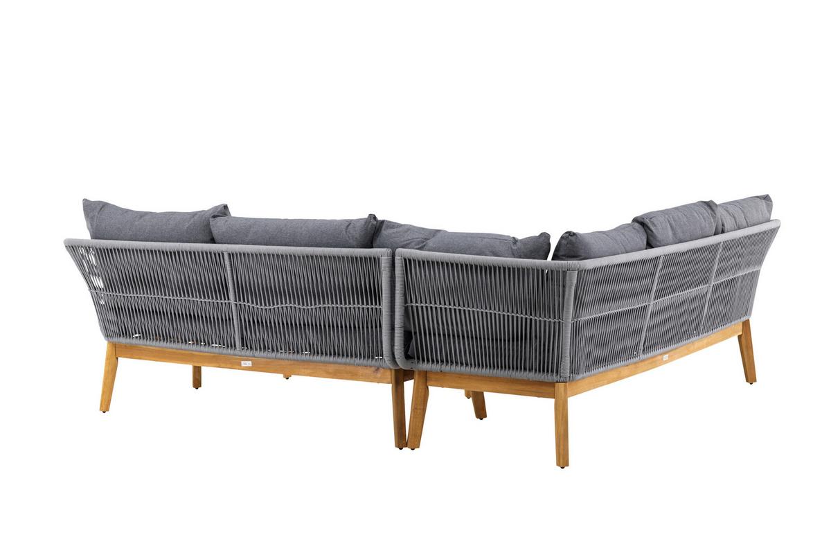 Loungegarnitur Chania - Dunkelgrau/Grau, KONVENTIONELL, Holz/Kunststoff (210/160cm) - Gardenson