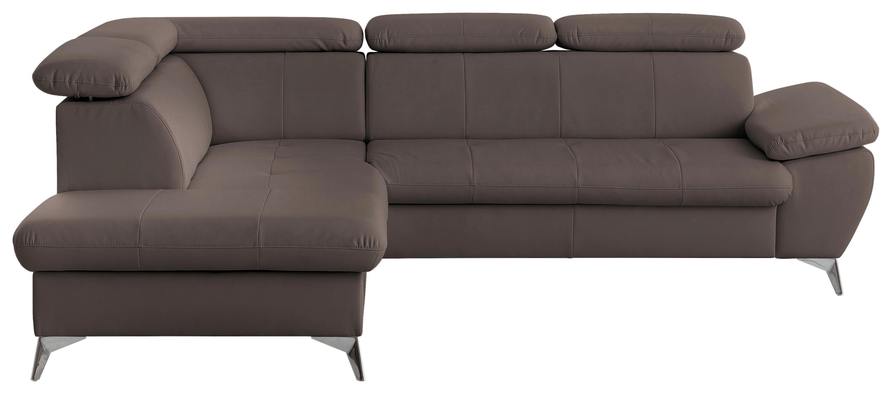 Ecksofa mit Schlaffunktion und Bettkasten Gisele Braun - Chromfarben/Braun, KONVENTIONELL, Textil (209/256cm) - Livetastic