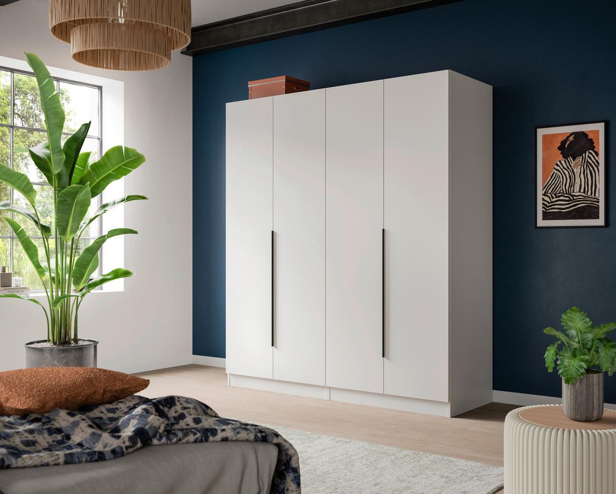 Drehtürenschrank Kopenhagen, Weiß B: 160 cm - Weiß, MODERN, Holzwerkstoff (160/181/52cm) - MID.YOU