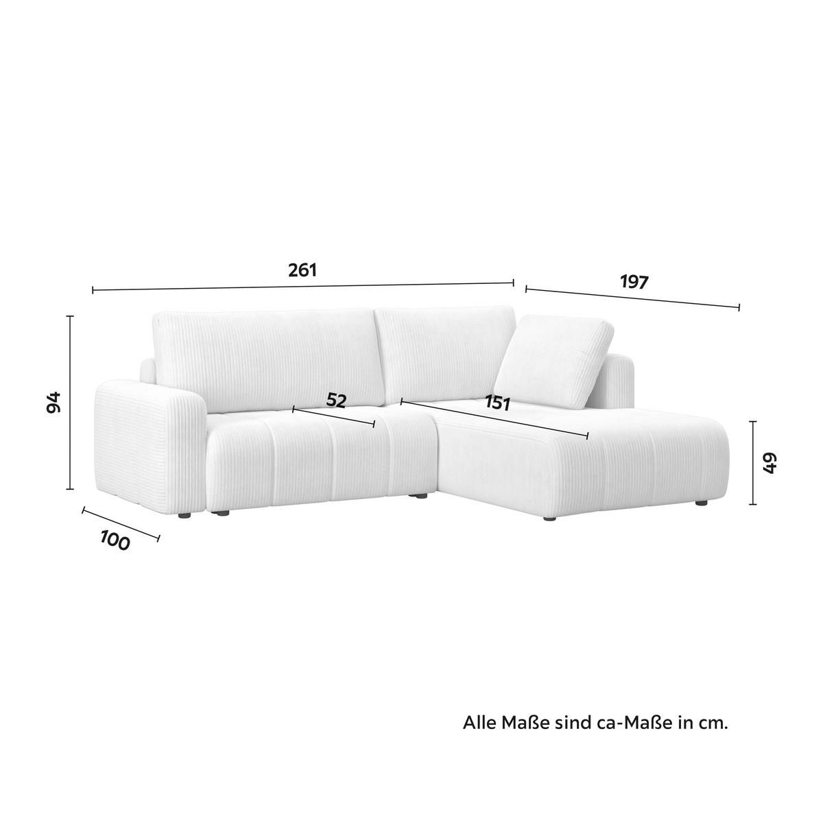 Sedací souprava GIA, pravá, bílá - bílá/šedá, Moderní, dřevo/textil (261/94/197cm) - Bessagi Home