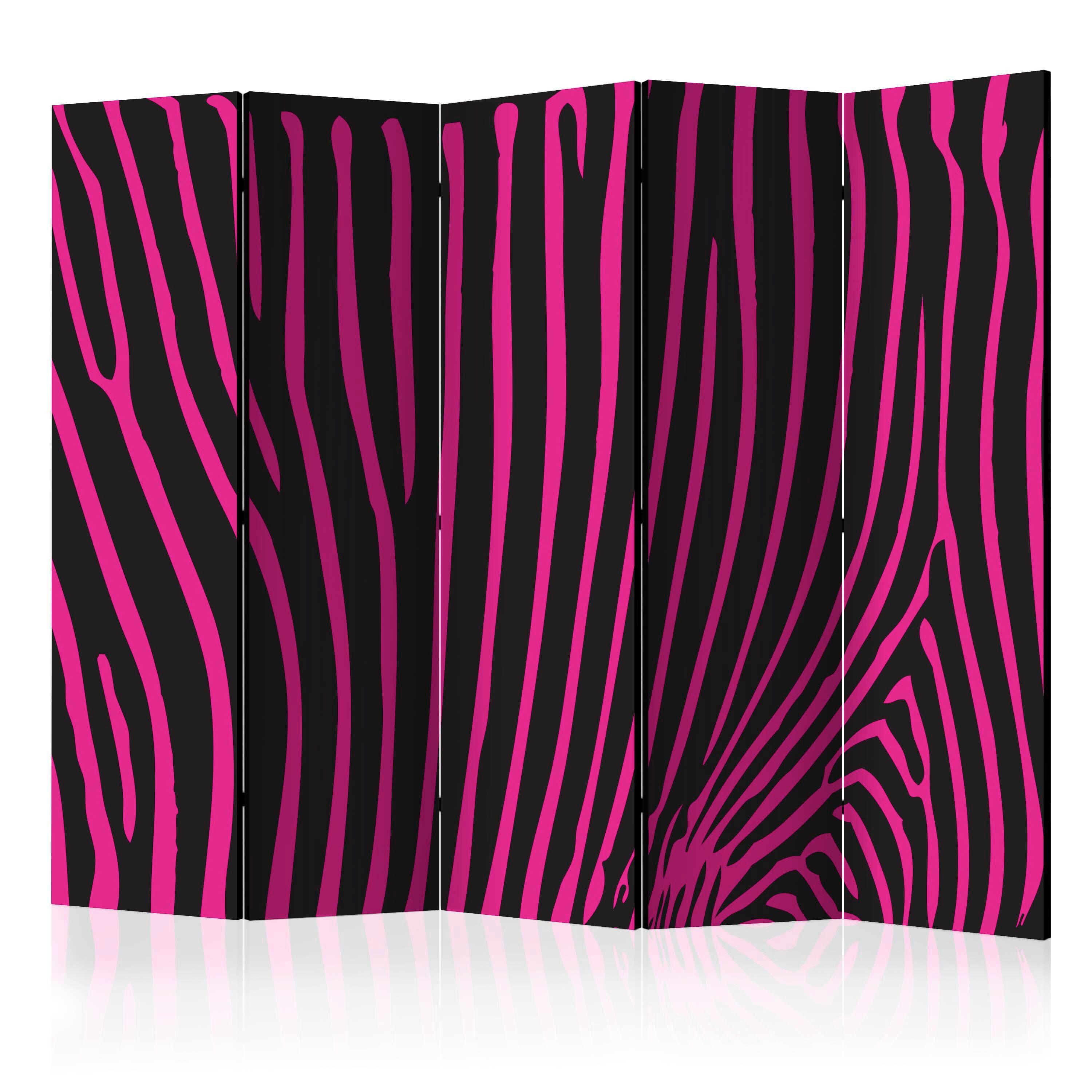 PARAVENT Schwarz Pink B: 225 cm - Pink/Schwarz, Basics, Holz/Textil (225/172/2cm) - artgeist
