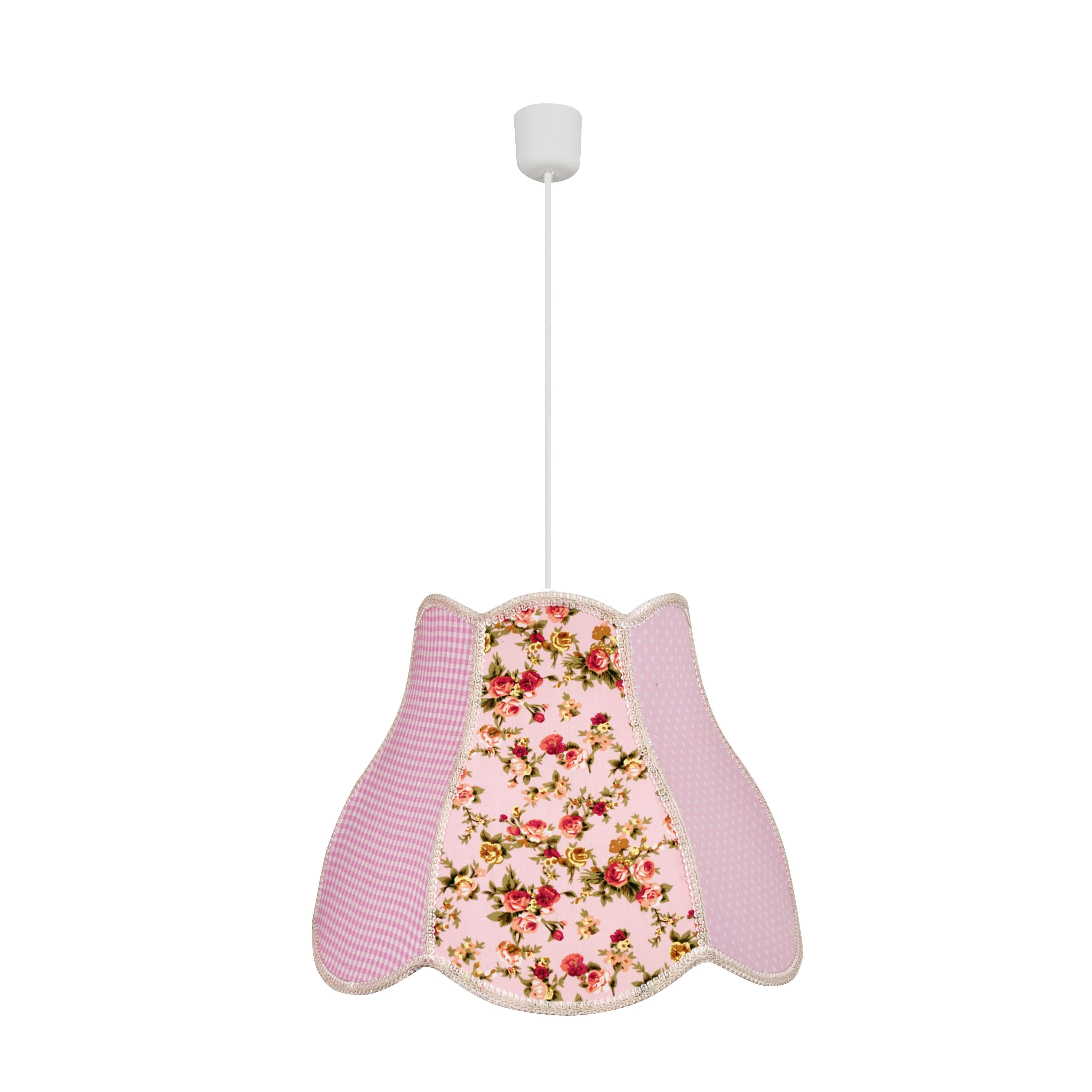 PENDELLEUCHTE ZUZA - Pink/Weiß, KONVENTIONELL, Kunststoff/Textil (35/35/90cm)