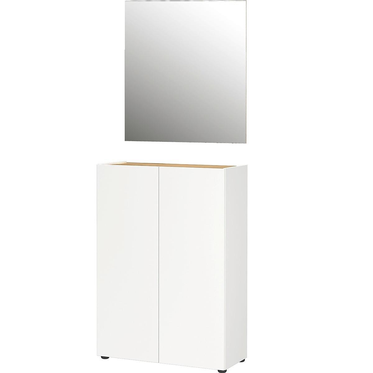 Garderobe Alviano Weiß/Eiche Dekor 2-teilig - Eichefarben/Weiß, Design, Glas/Holzwerkstoff (74/200/33cm) - Germania