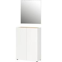 Garderobe Alviano Weiß/Eiche Dekor 2-teilig - Eichefarben/Weiß, Design, Glas/Holzwerkstoff (74/200/33cm) - Germania