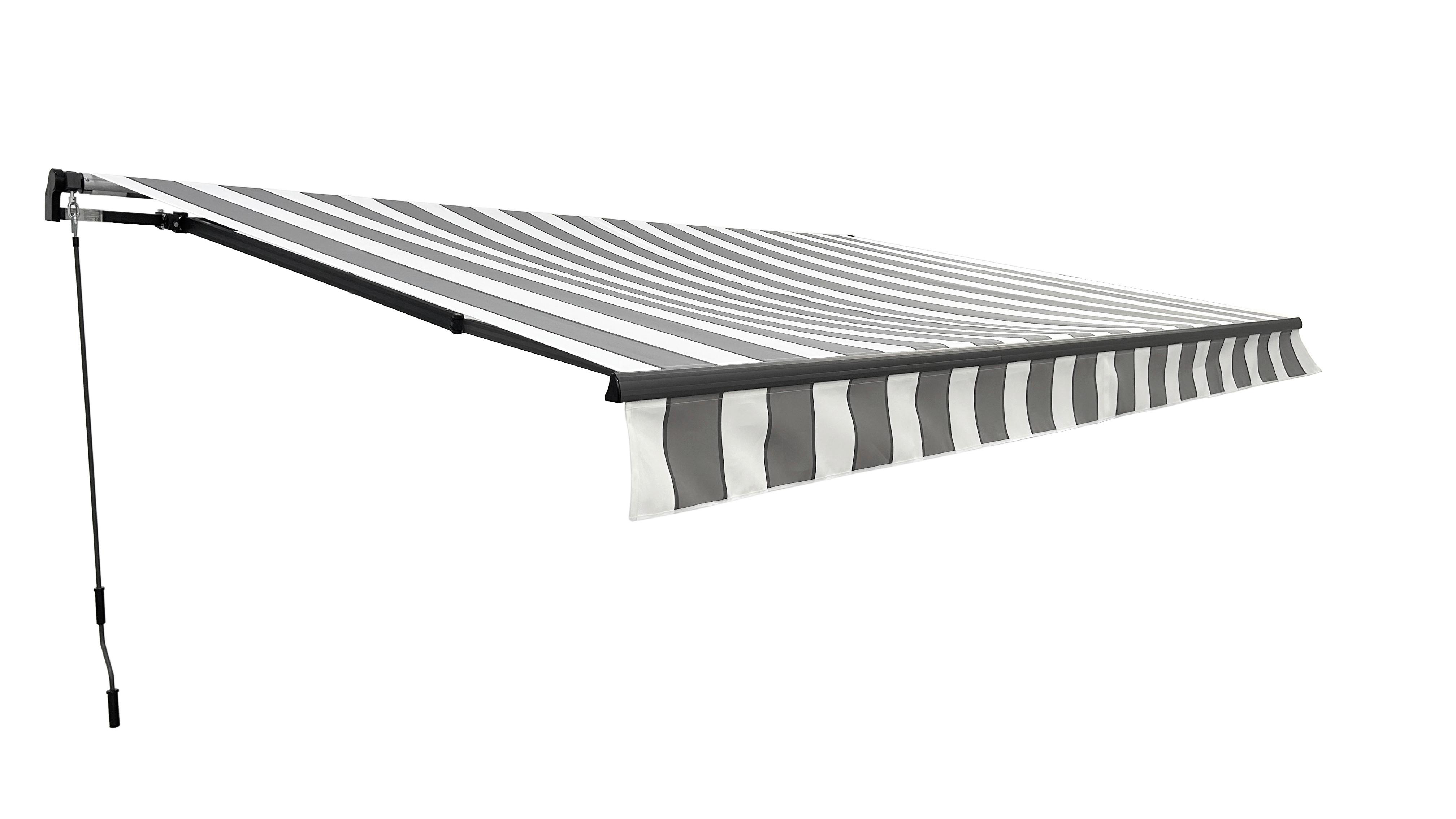 MARKISE MARKISE,495X300 CM,  GRAU-WEIß - Anthrazit/Schwarz, MODERN, Kunststoff/Metall (300/20/495cm) - Gardenson