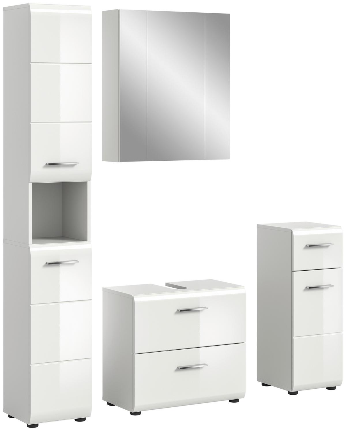 Badezimmer Ice Weiß Hg B: 120 Cm - Weiß Hochglanz/Schwarz, MODERN, Holzwerkstoff (120/185/30cm) - MID.YOU