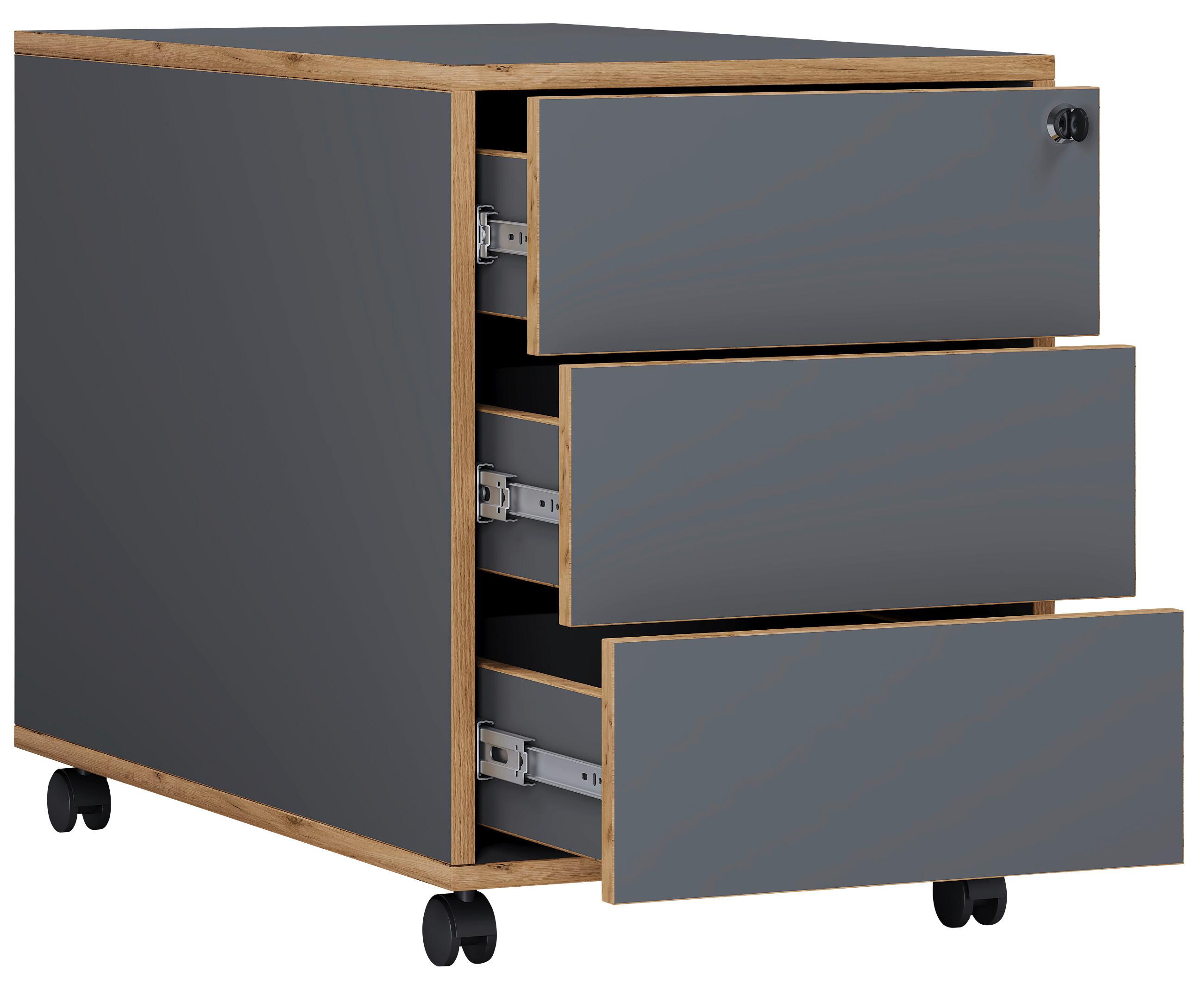 Container Salia Anthrazit, Honig B: 42 cm - Honigeiche/Anthrazit, Design, Holzwerkstoff/Kunststoff (42/50/45cm) - MID.YOU